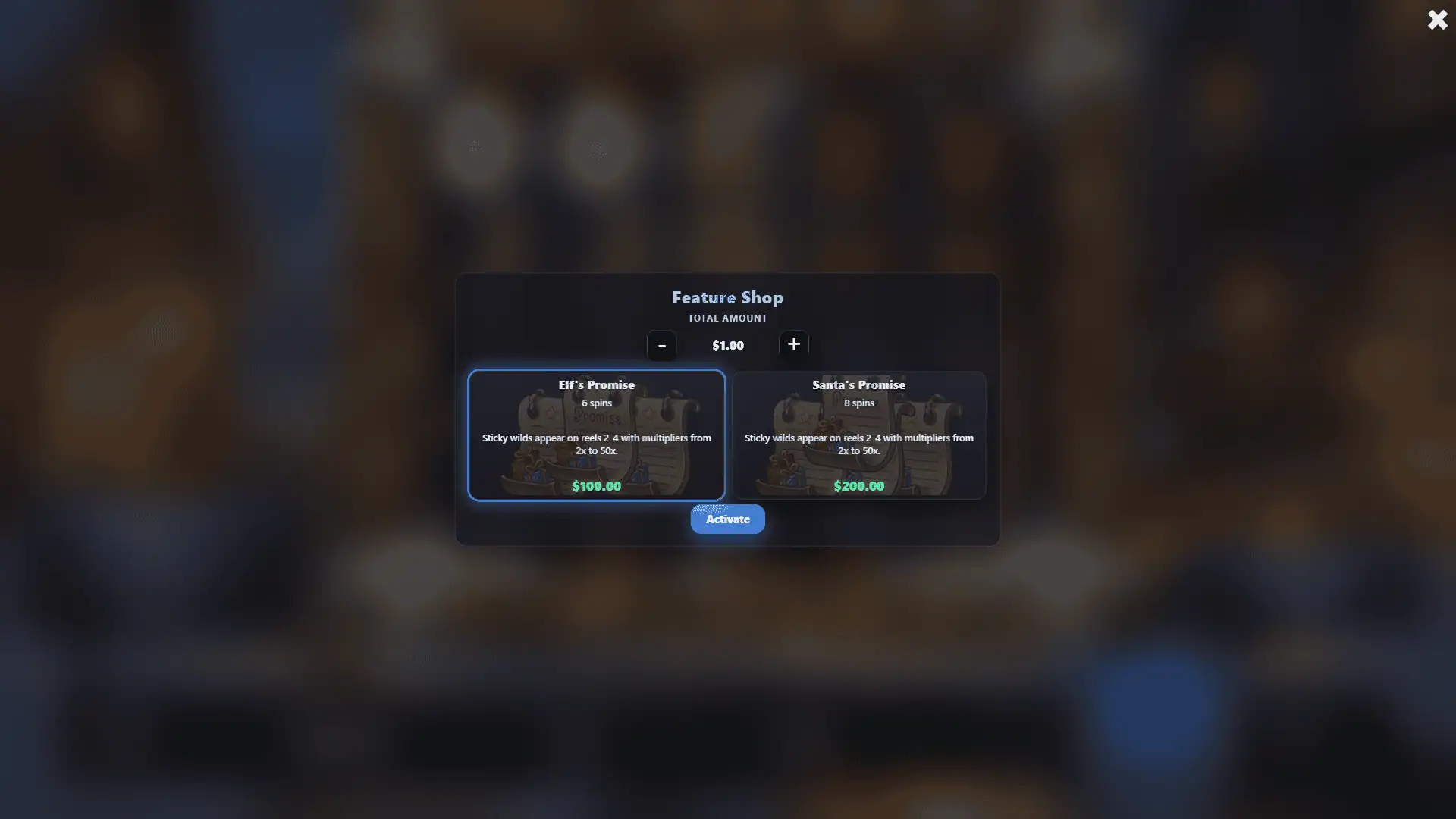 Santas Promise bonus buy menu