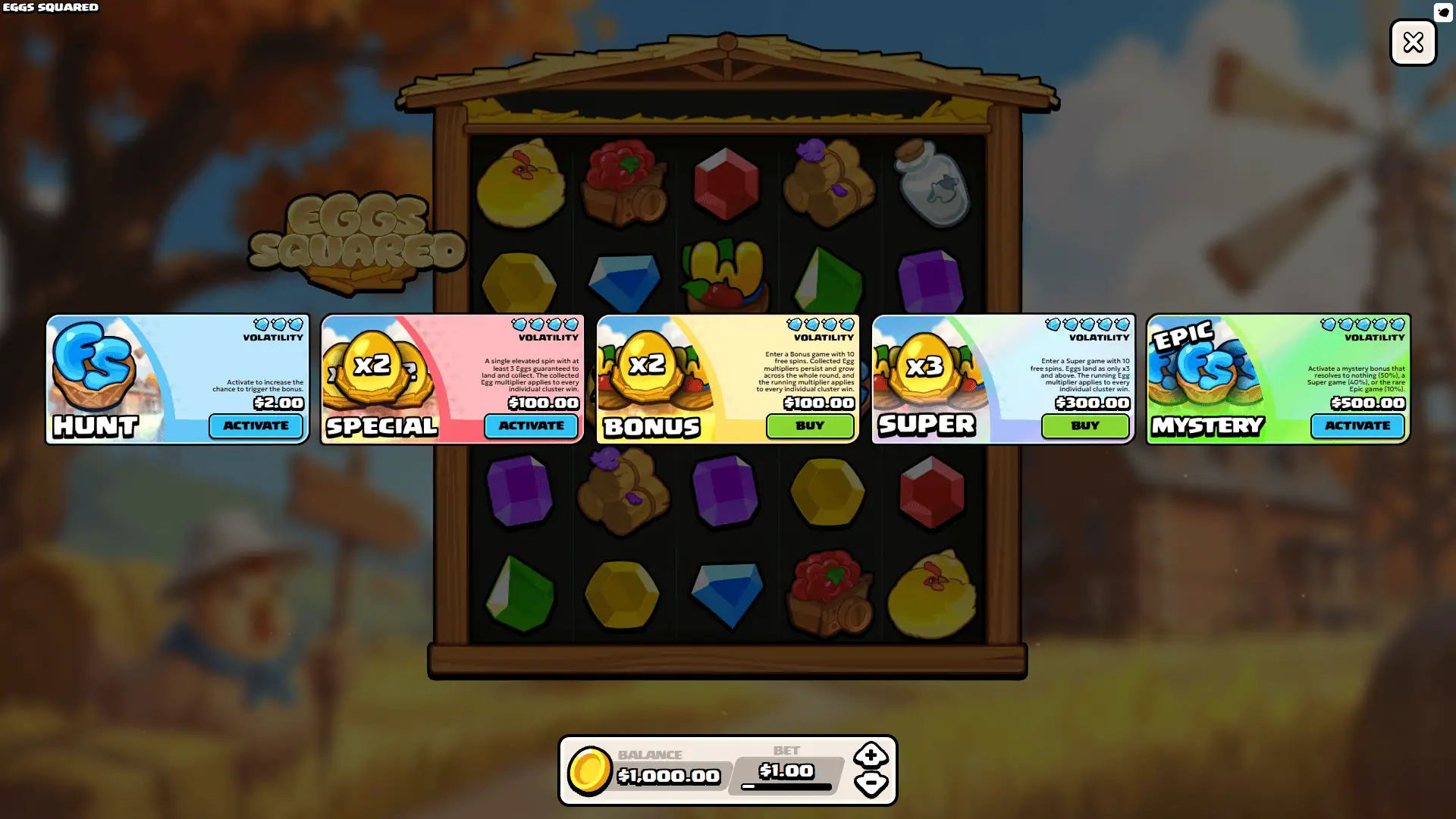 Eggs Squared bonus buy menu