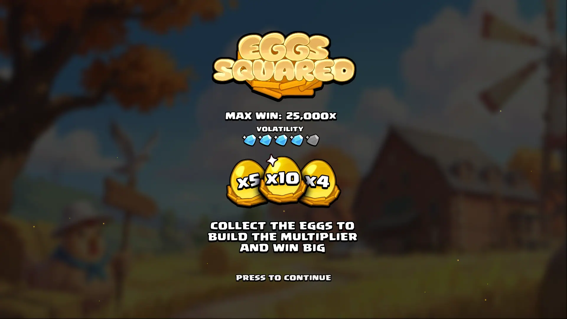 Eggs Squared slot intro screen