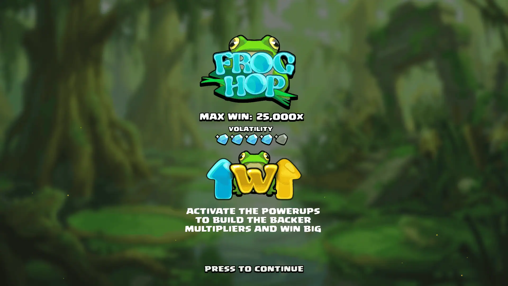 Frog Hop slot intro screen