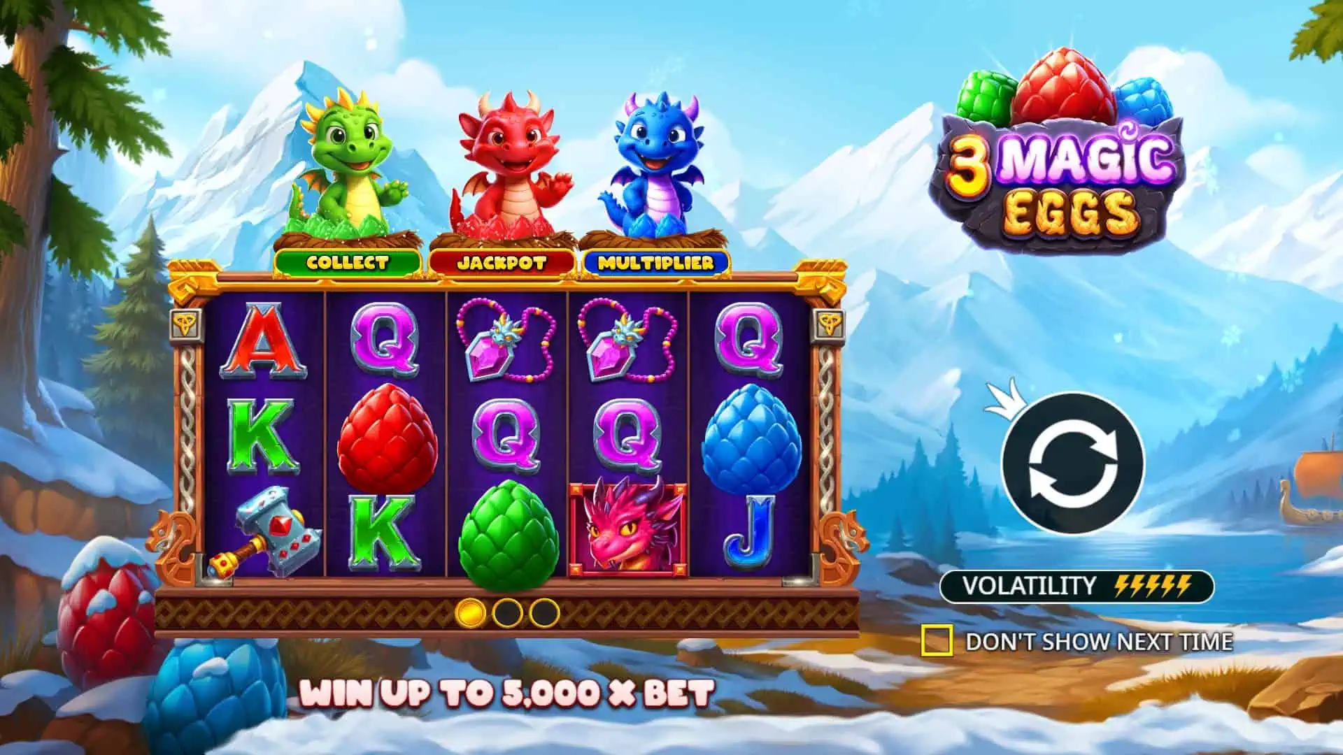 3 Magic Eggs slot intro screen