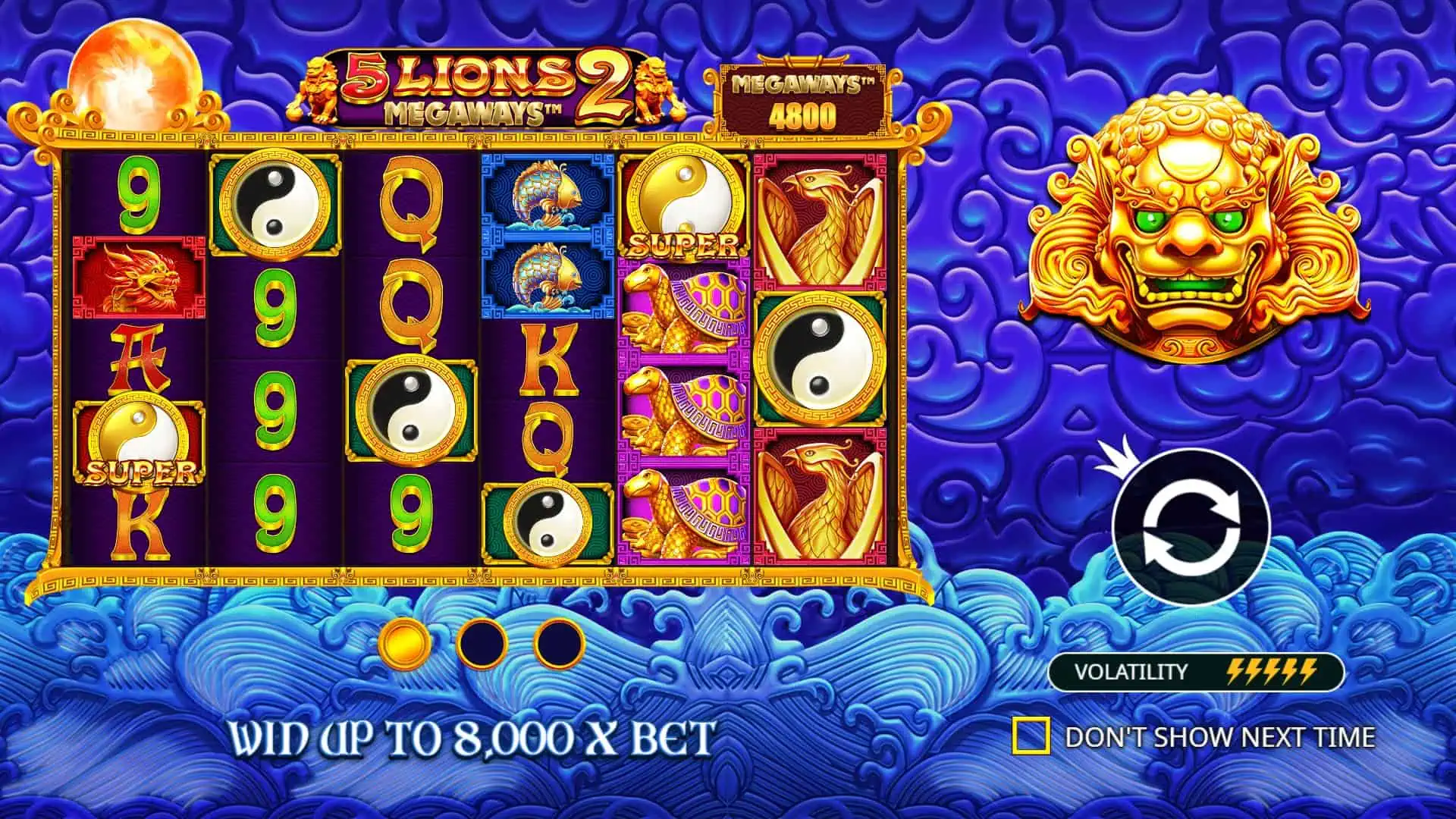 5 Lions Megaways 2 slot intro screen