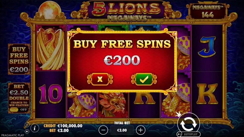 Pragmatic play 5 lions megaways bonus buy