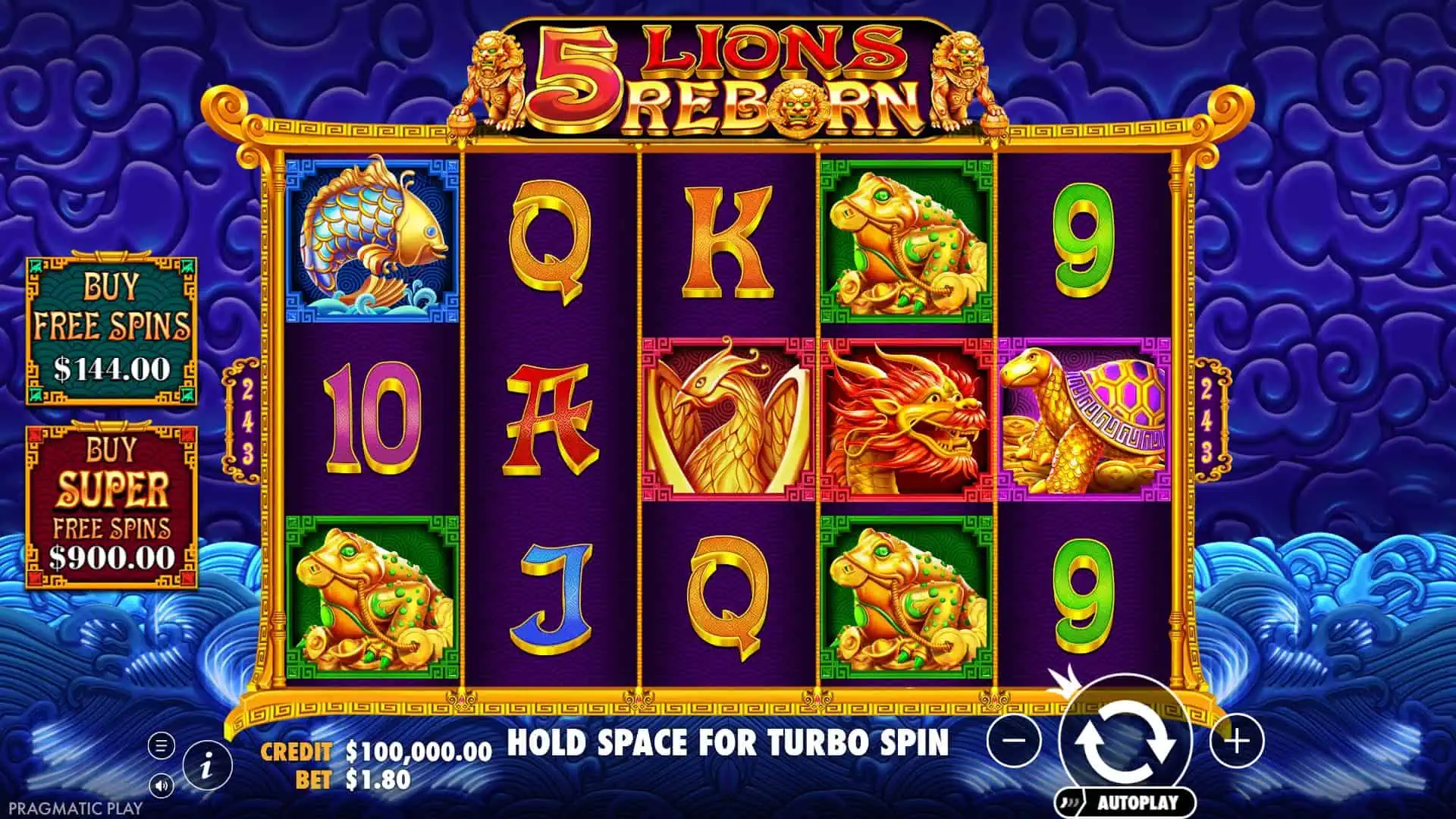 5 Lions Reborn slot gameplay reels