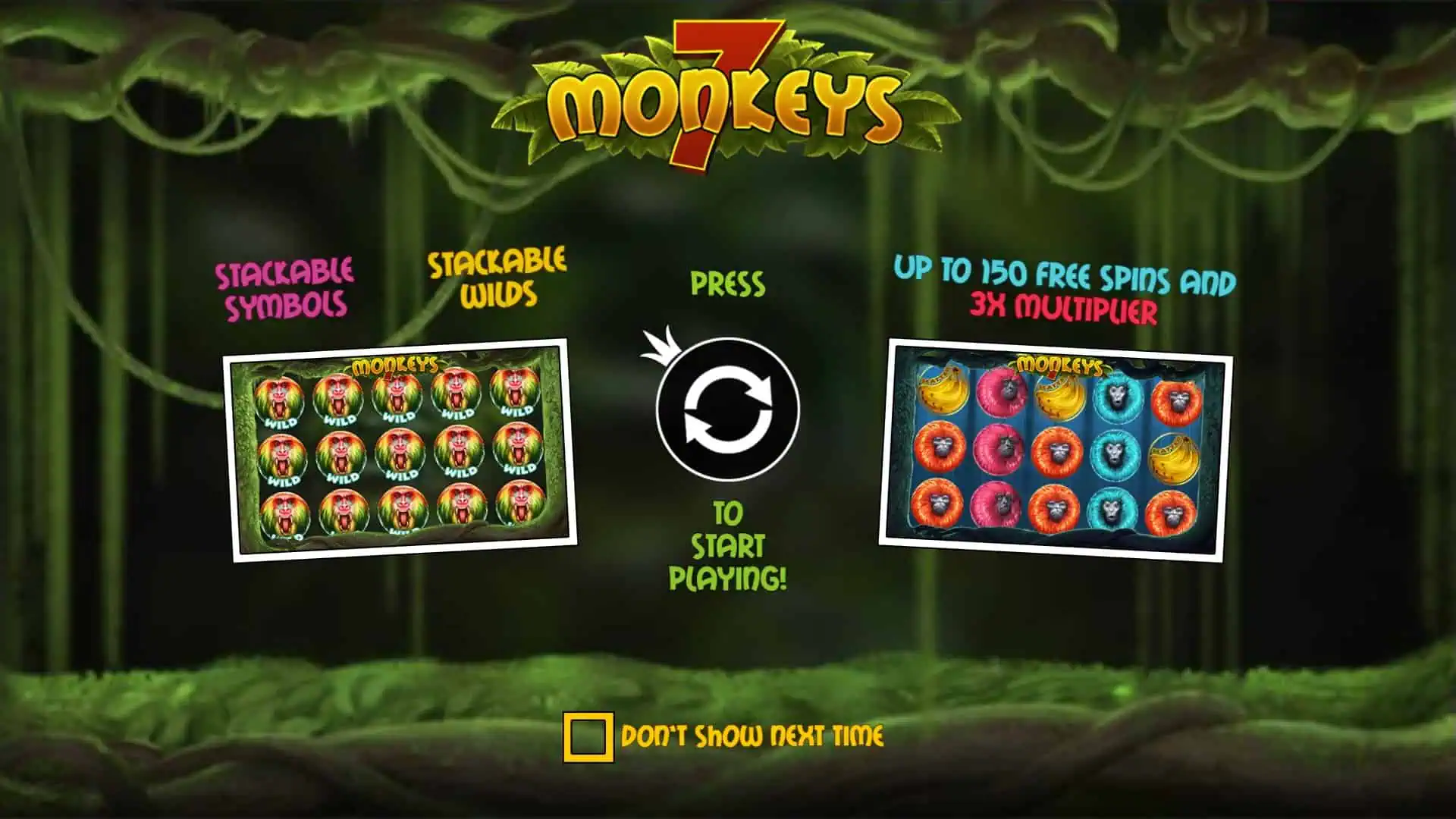 7 Monkeys slot intro screen