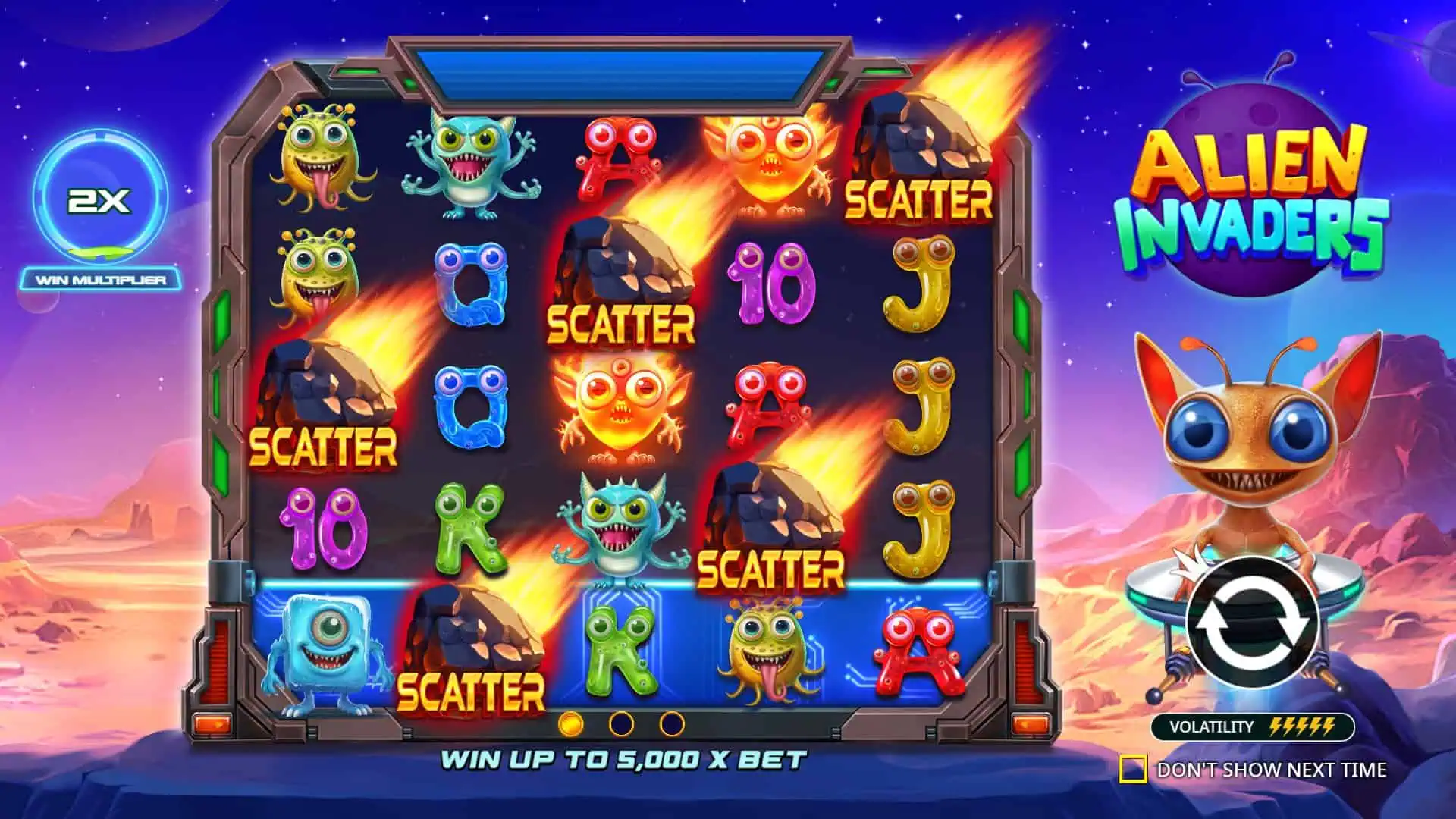 Alien Invaders slot intro screen