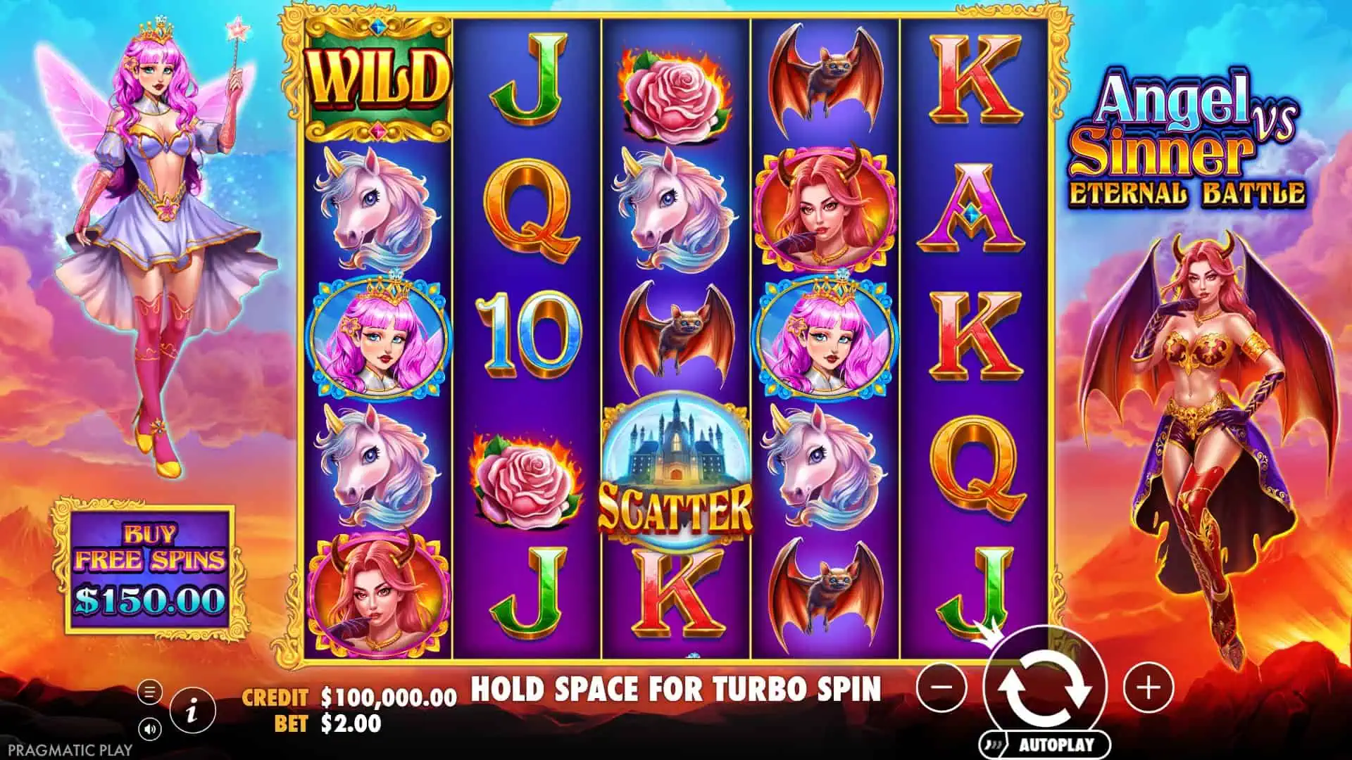 Angel vs Sinner Eternal Battle slot gameplay reels