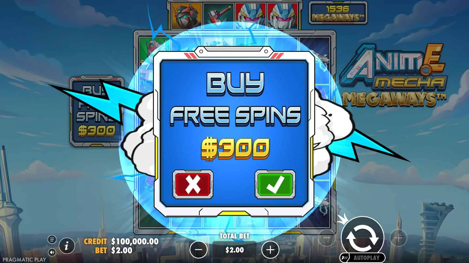 Anime Mecha Megaways bonus buy menu
