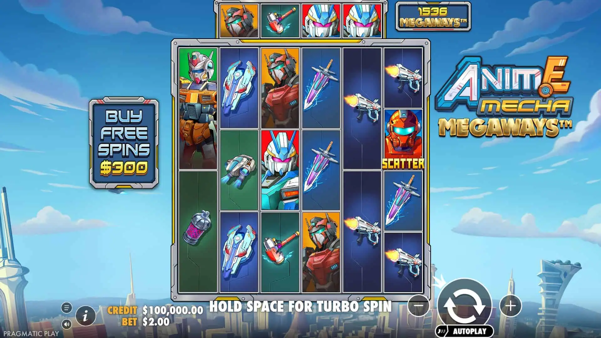 Anime Mecha Megaways slot gameplay reels