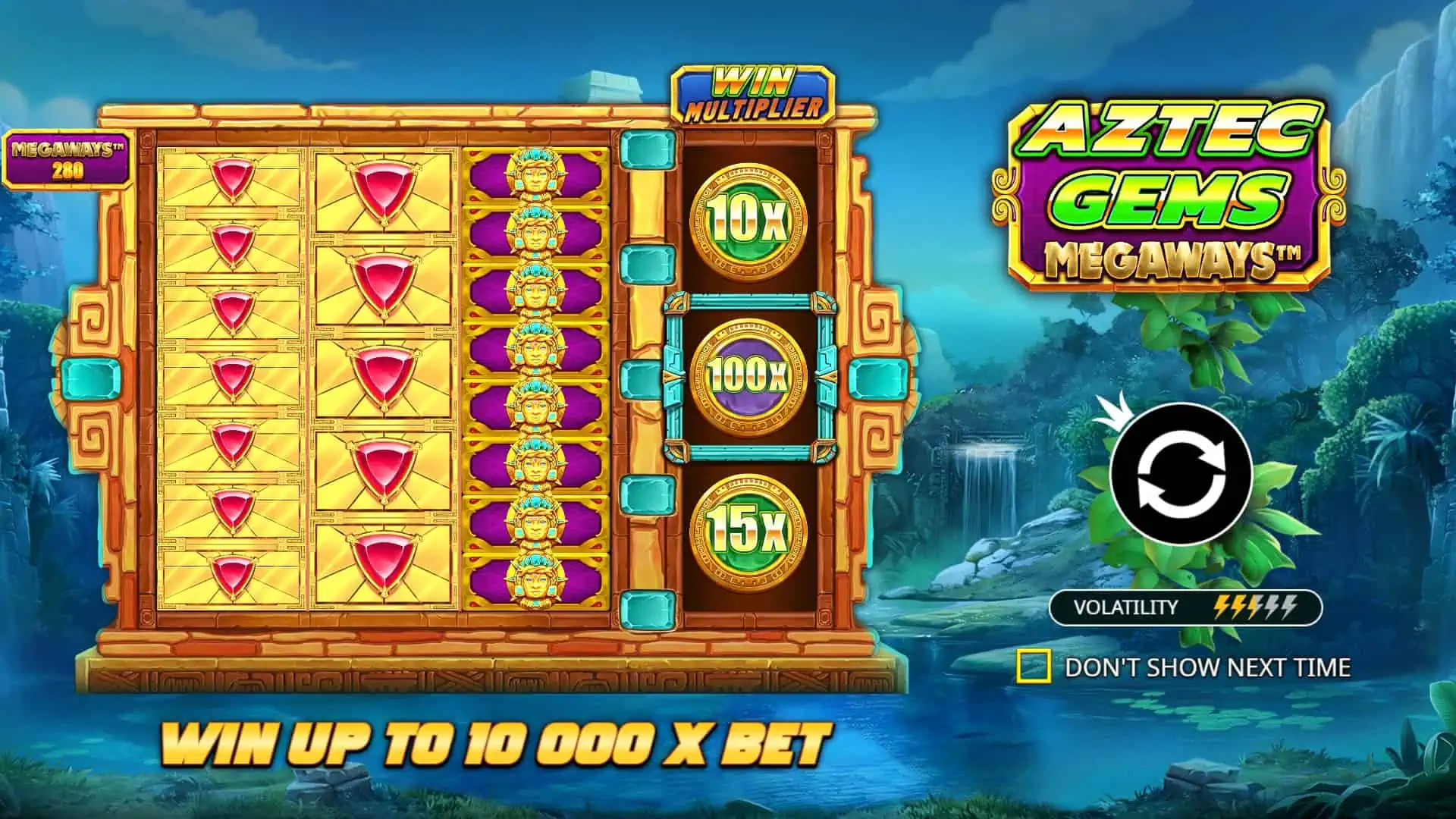 Aztec Gems Megaways slot intro screen