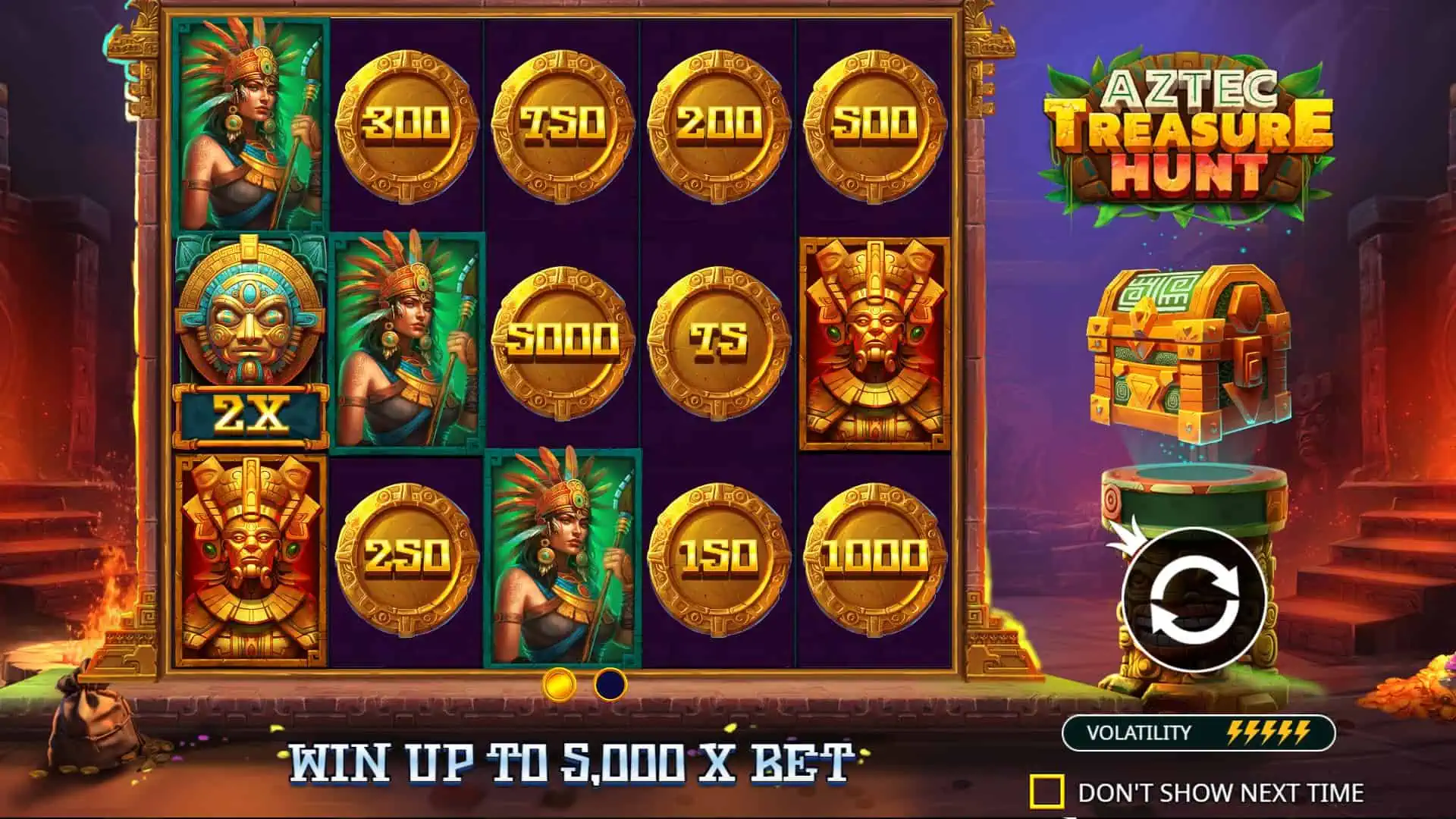 Aztec Treasure Hunt slot intro screen