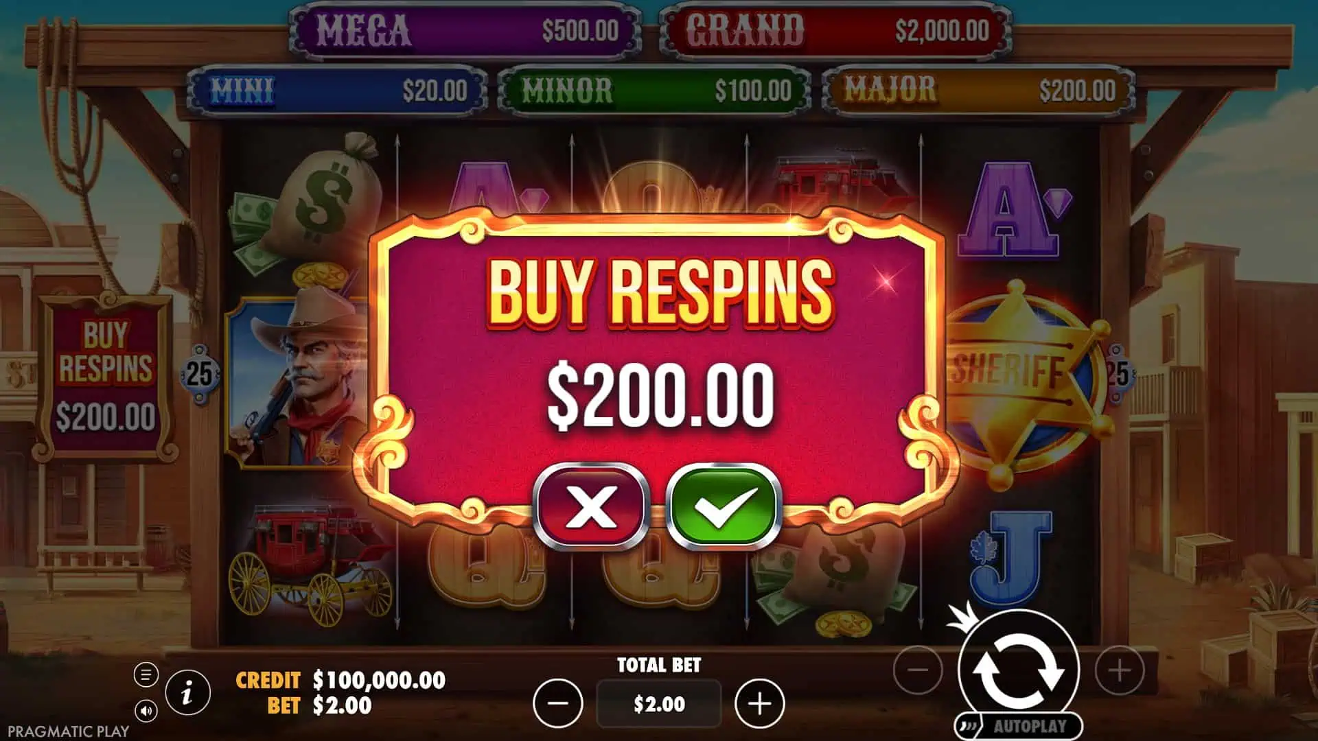 Badge Blitz bonus buy menu