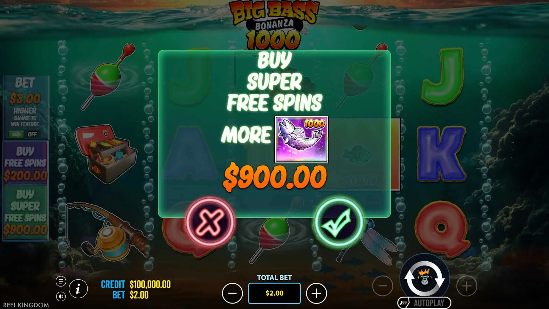 Big Bass Bonanza 1000 bonus buy menu