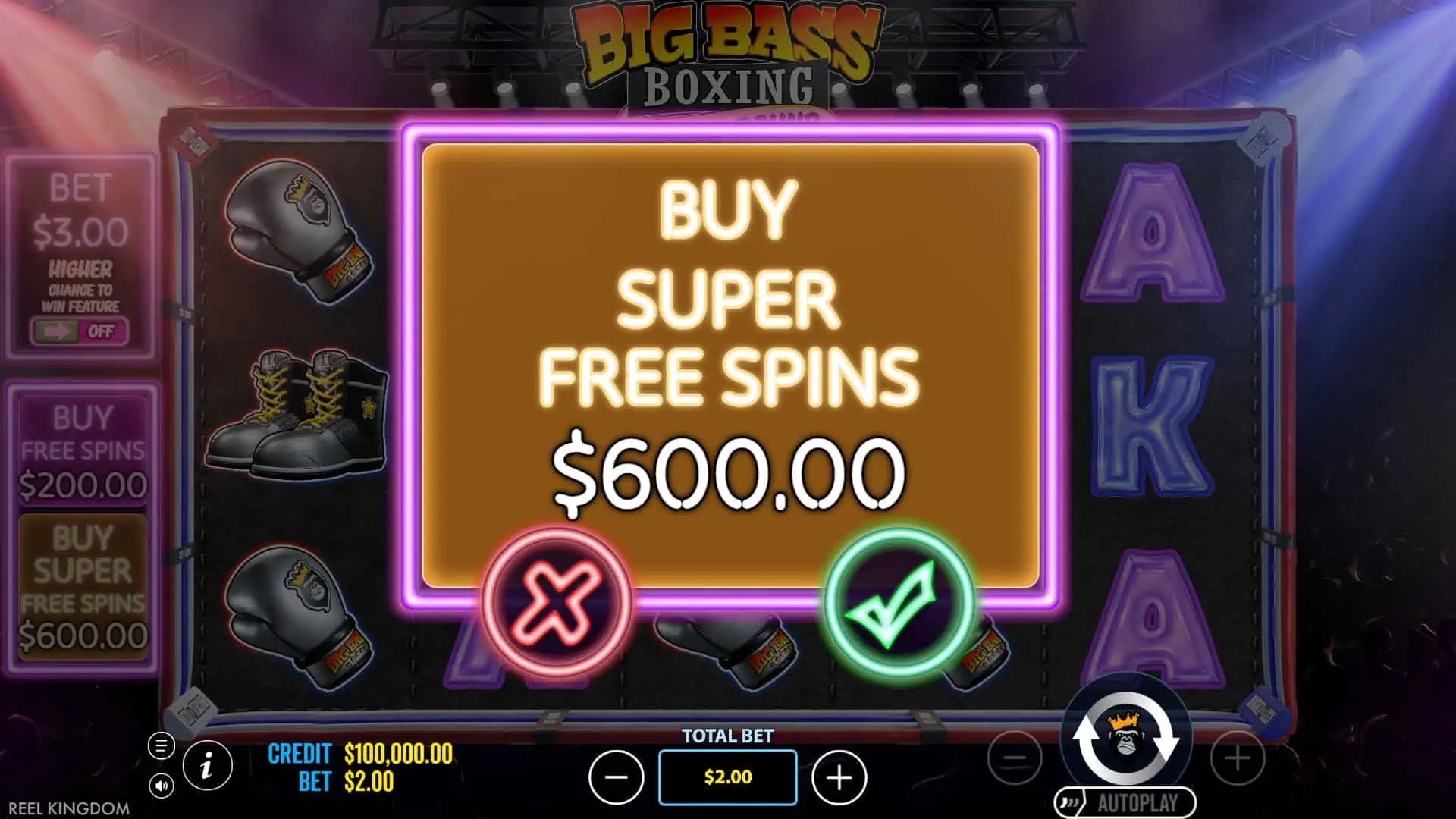 Big Bass Boxing Bonus Round bonus buy menu
