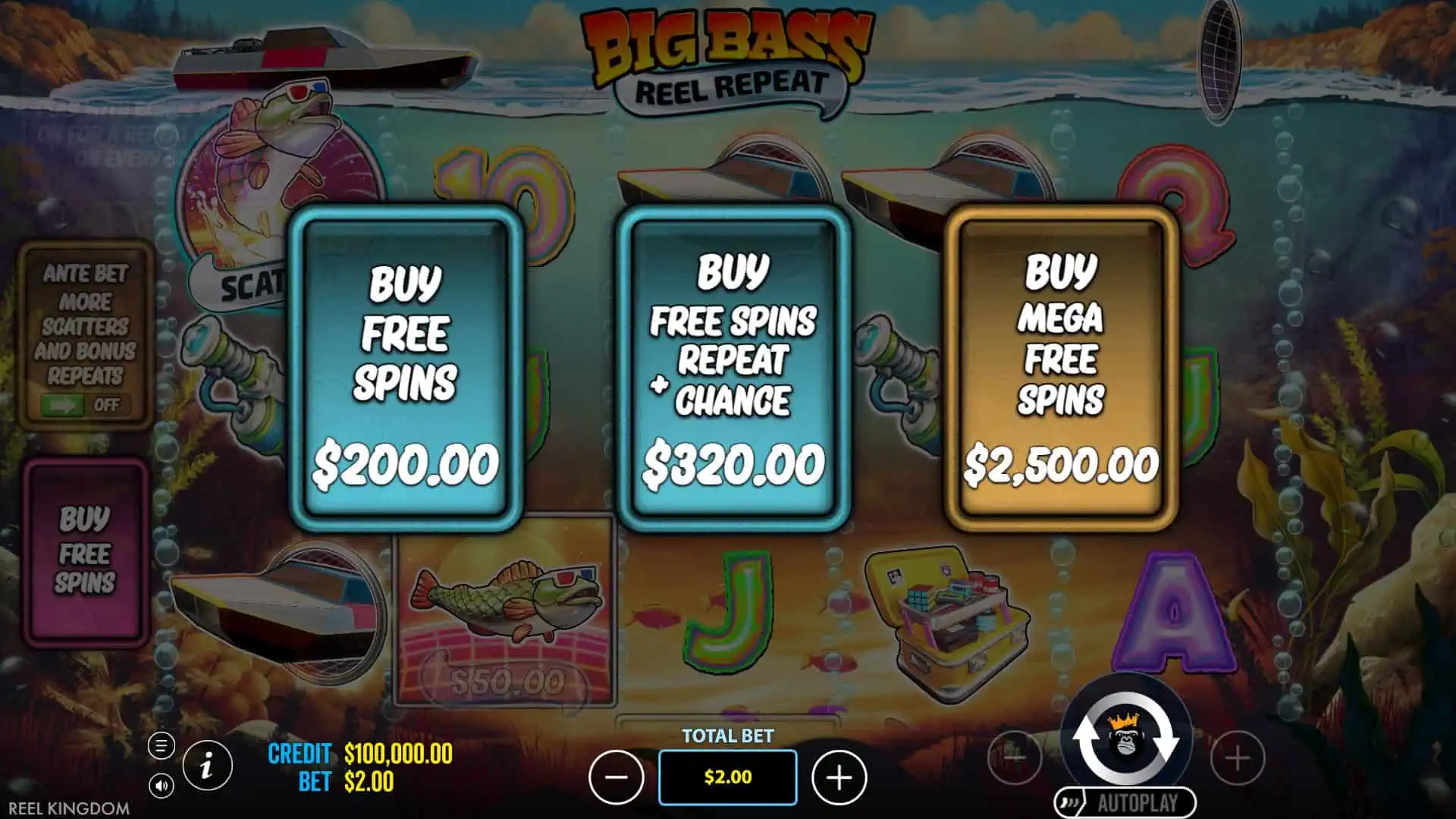 Big Bass Reel Repeat bonus buy menu