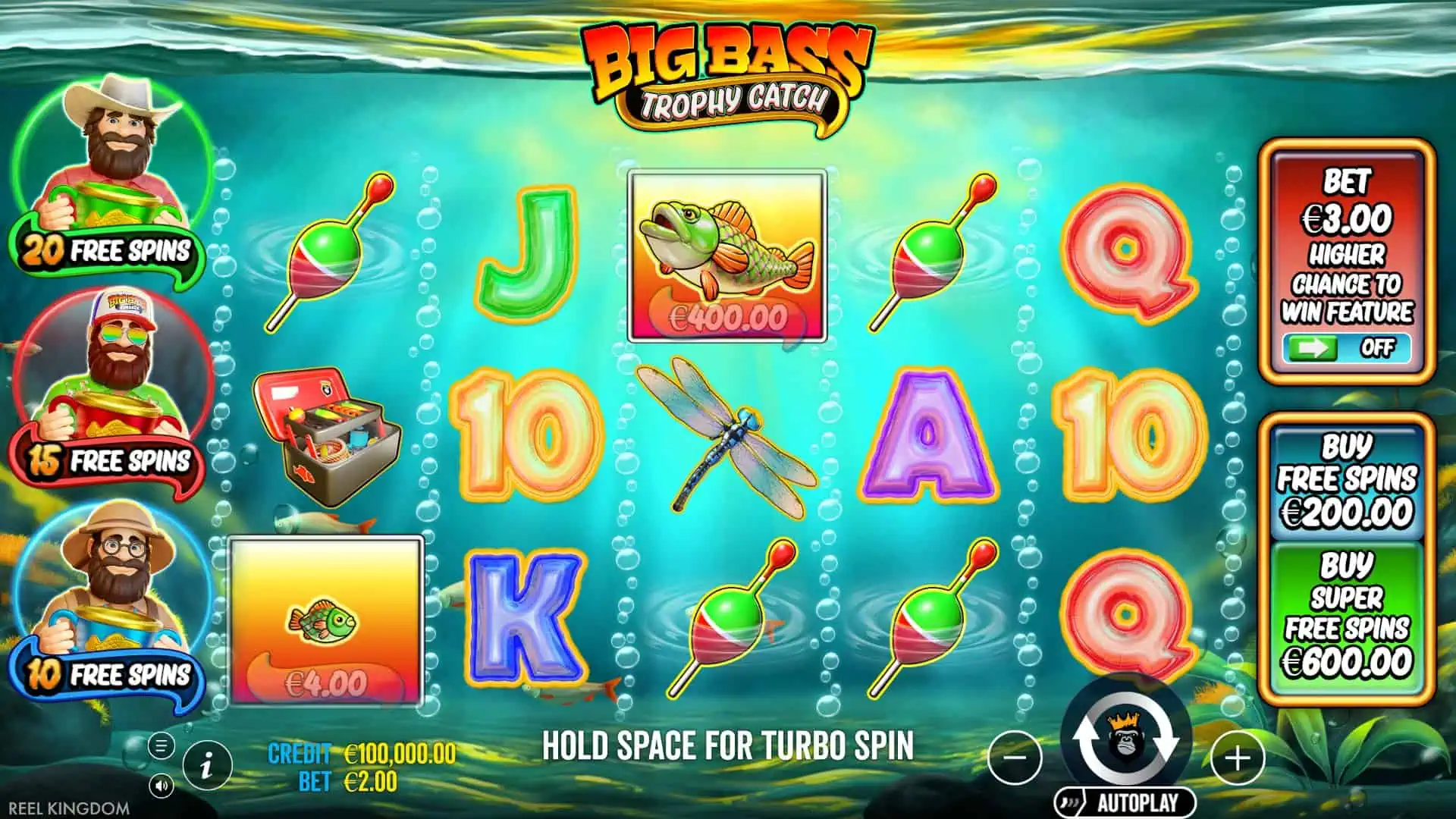 Big Bass Trophy Fishing slot gameplay reels