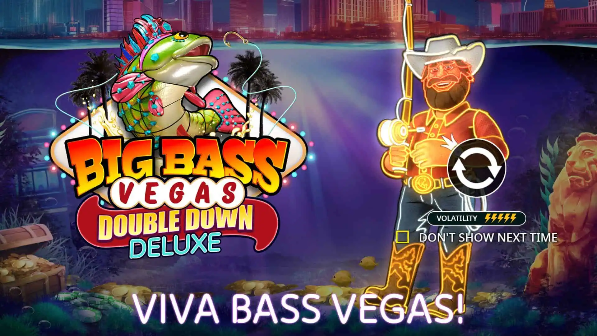 Big Bass Vegas Double Down Deluxe slot intro screen