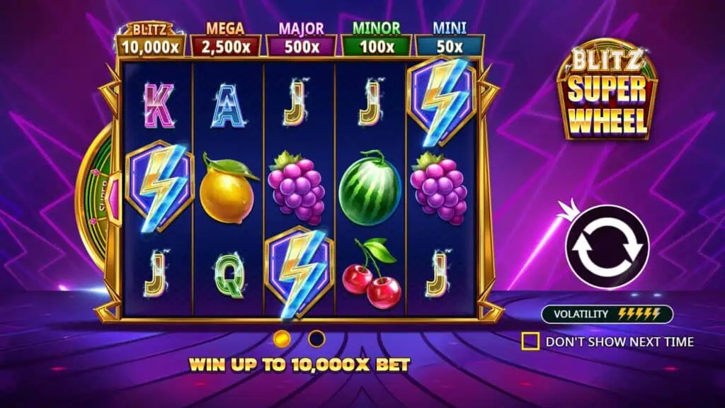 Blitz Super Wheel slot intro screen