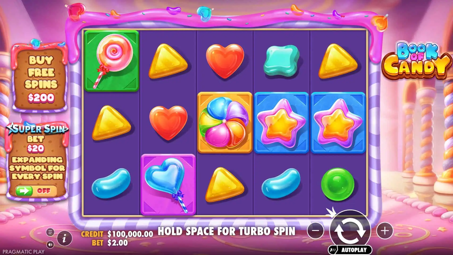 Book of Candy slot gameplay reels