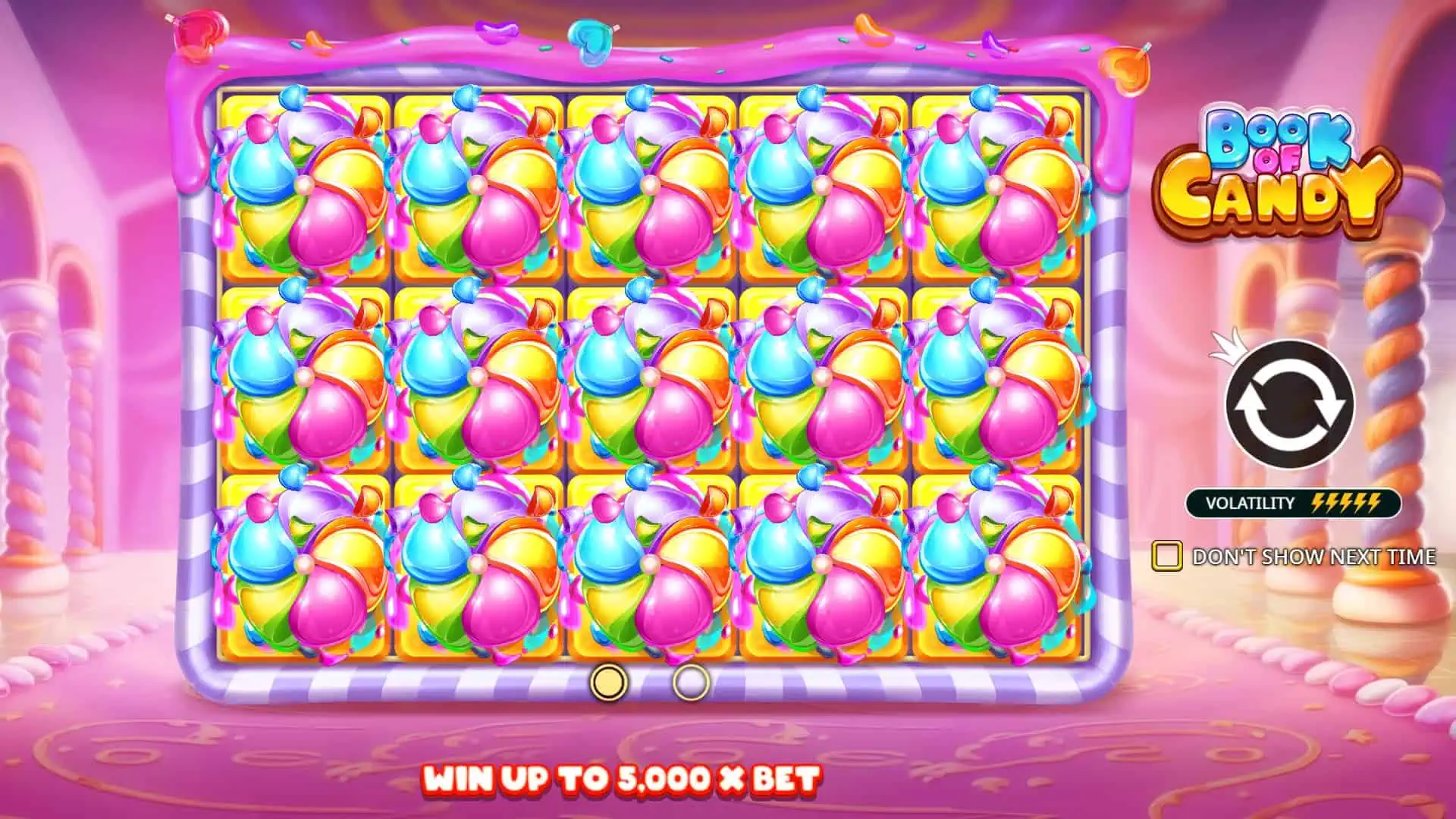 Book of Candy slot intro screen