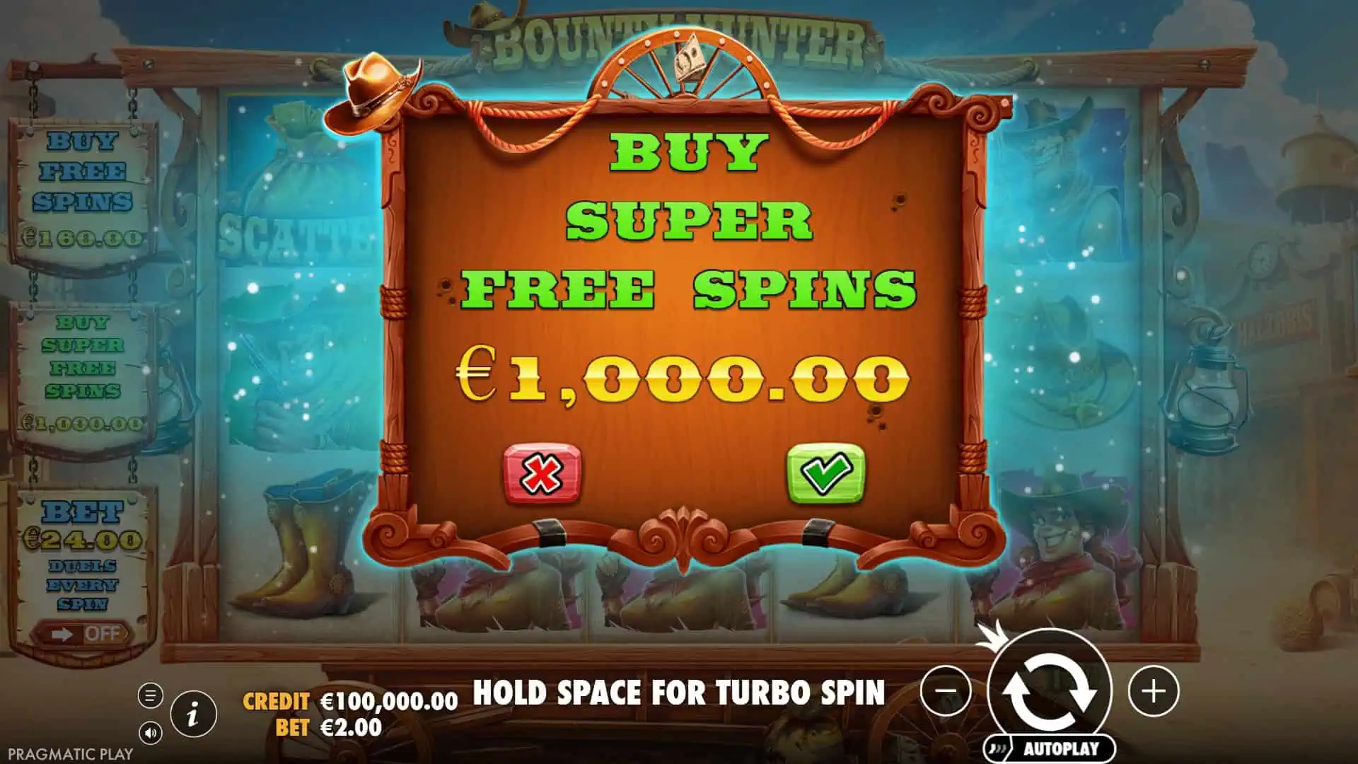 Bounty Hunter bonus buy menu