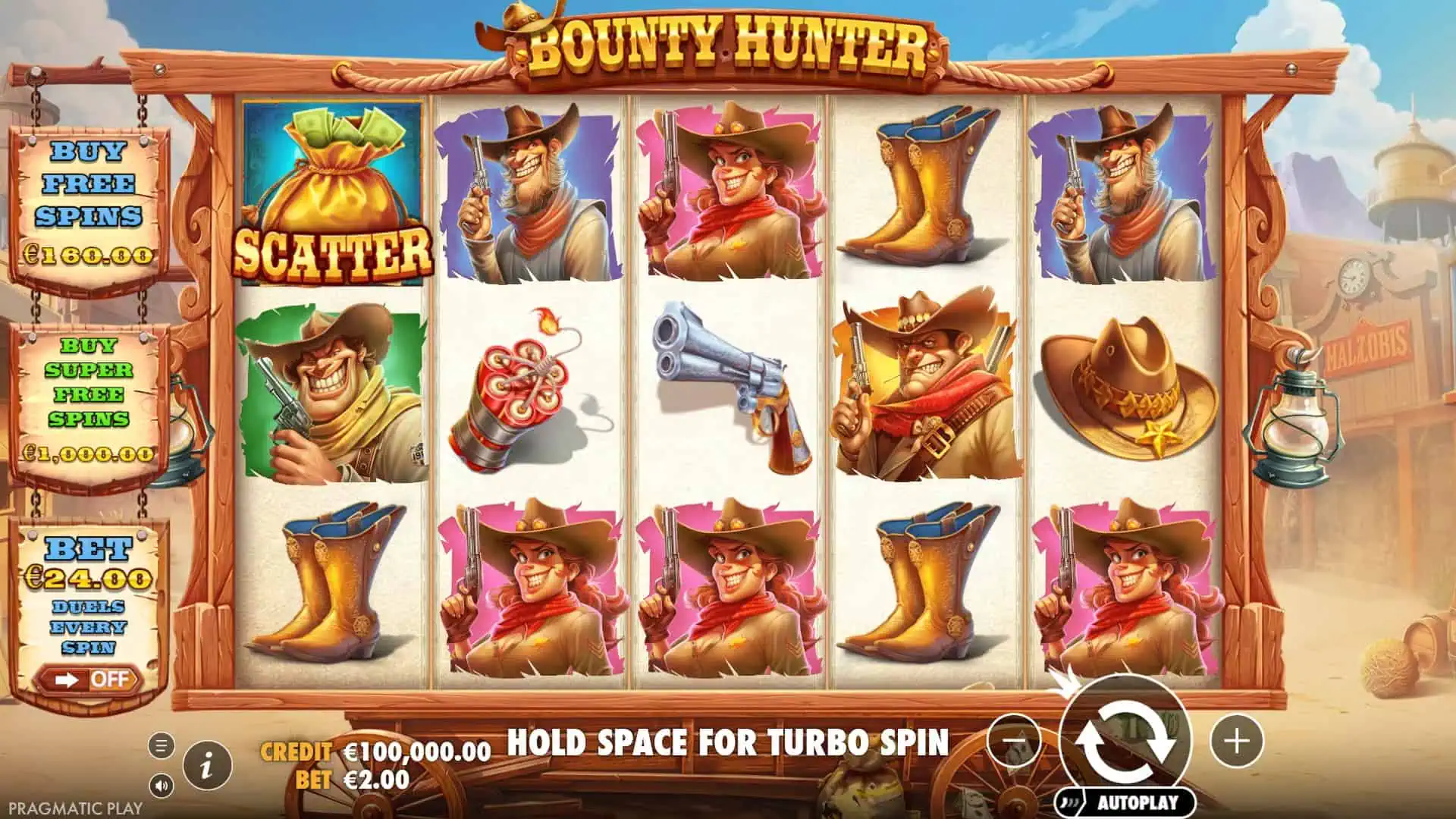 Bounty Hunter slot gameplay reels