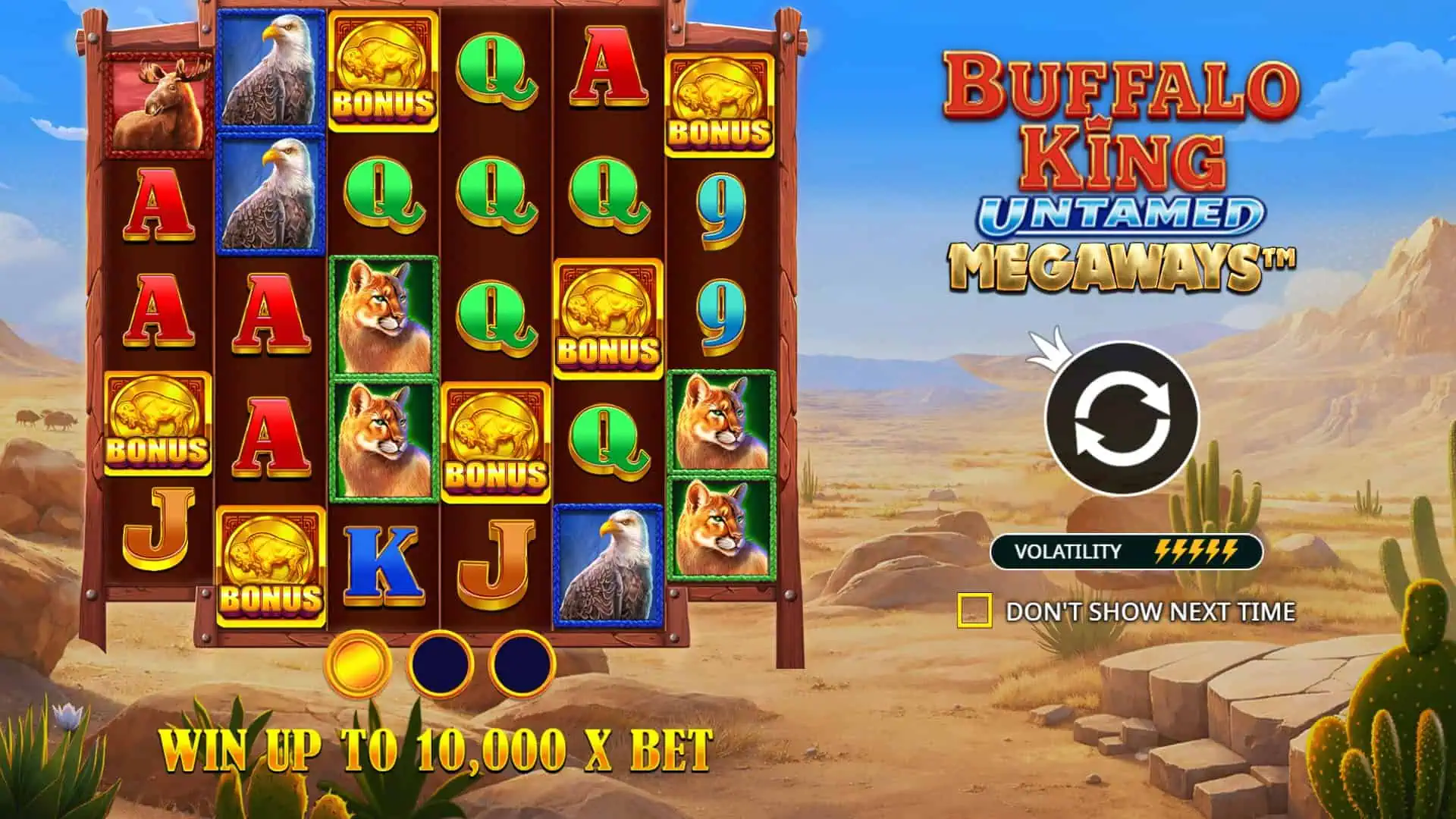 Buffalo King Untamed Megaways slot intro screen