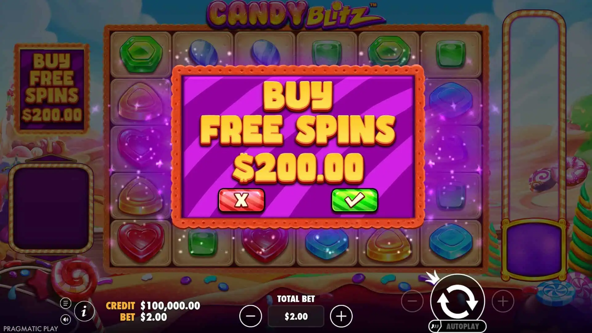 Candy Blitz bonus buy menu