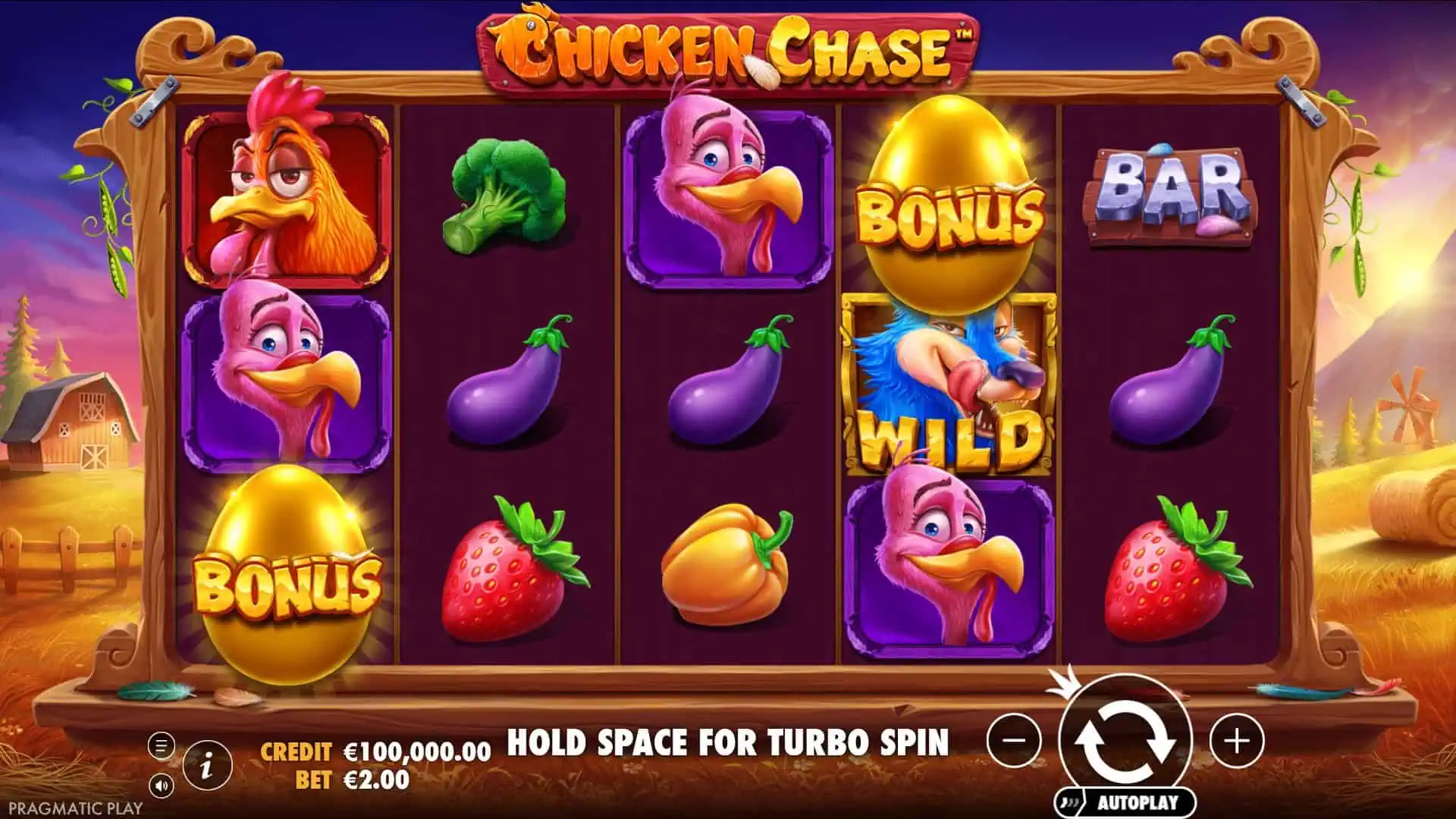 Chicken Chase slot gameplay reels