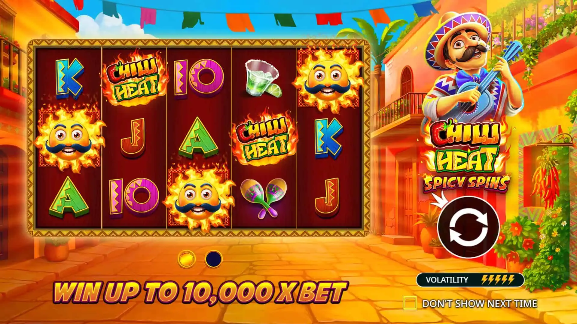 Chilli Heat Spicy Spins slot intro screen