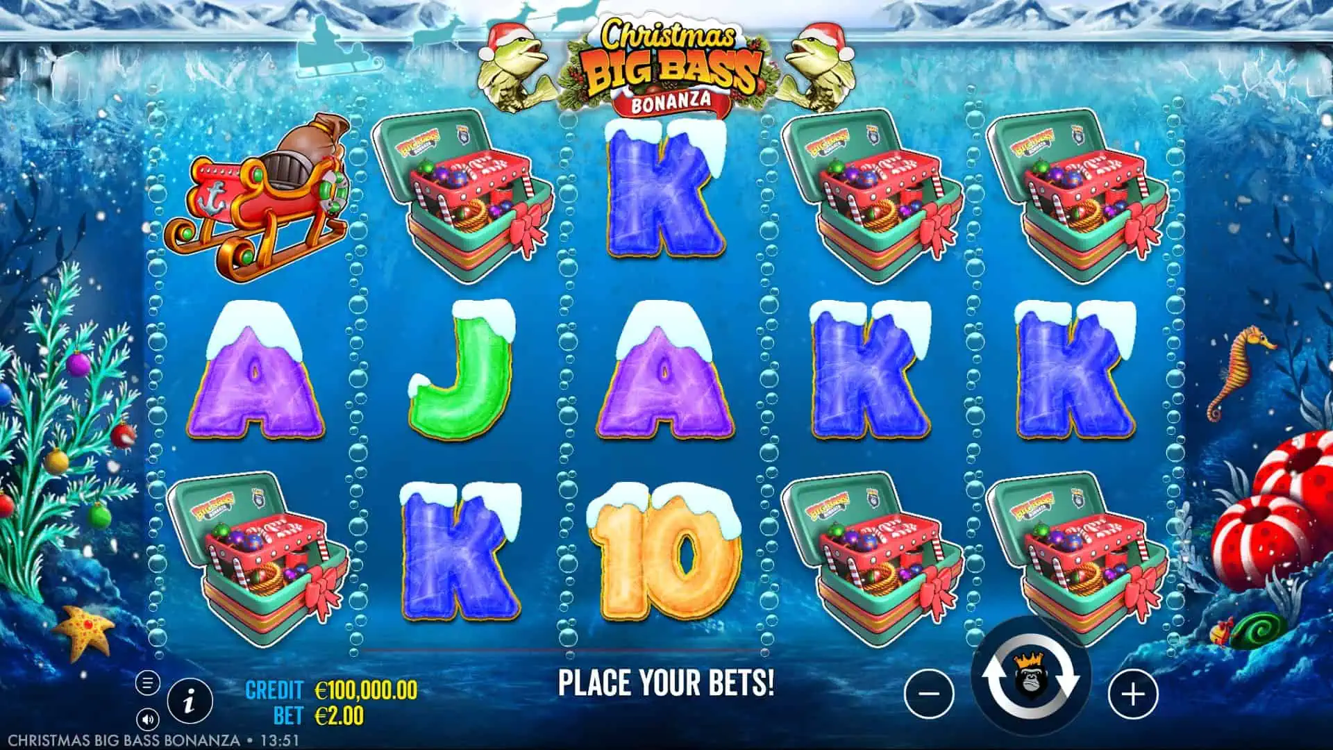 Christmas Big Bass Bonanza slot gameplay reels