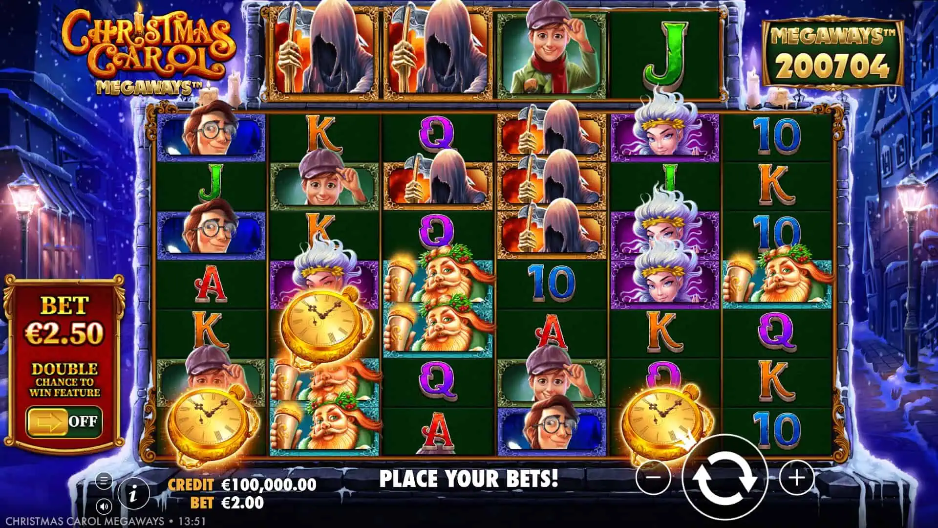 Christmas Carol Megaways slot gameplay reels