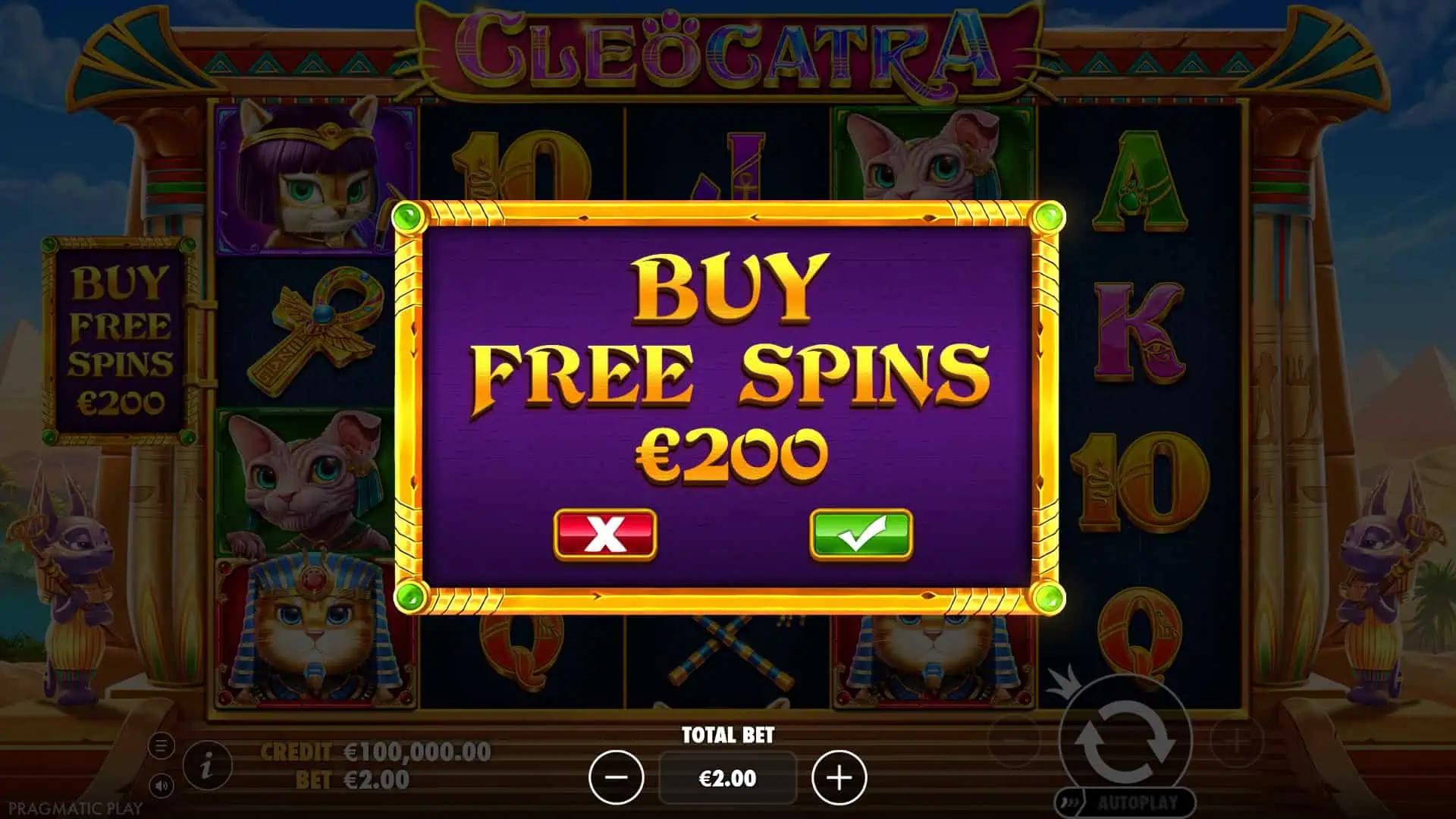 Cleocatra bonus buy menu