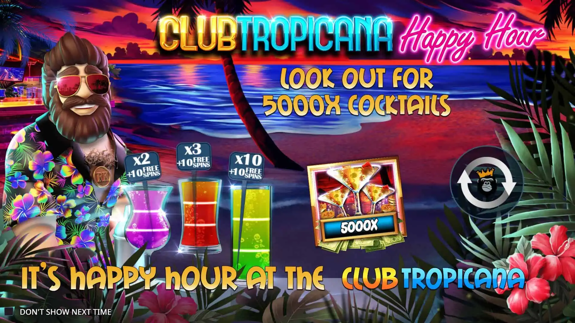 Club Tropicana Happy Hour slot intro screen