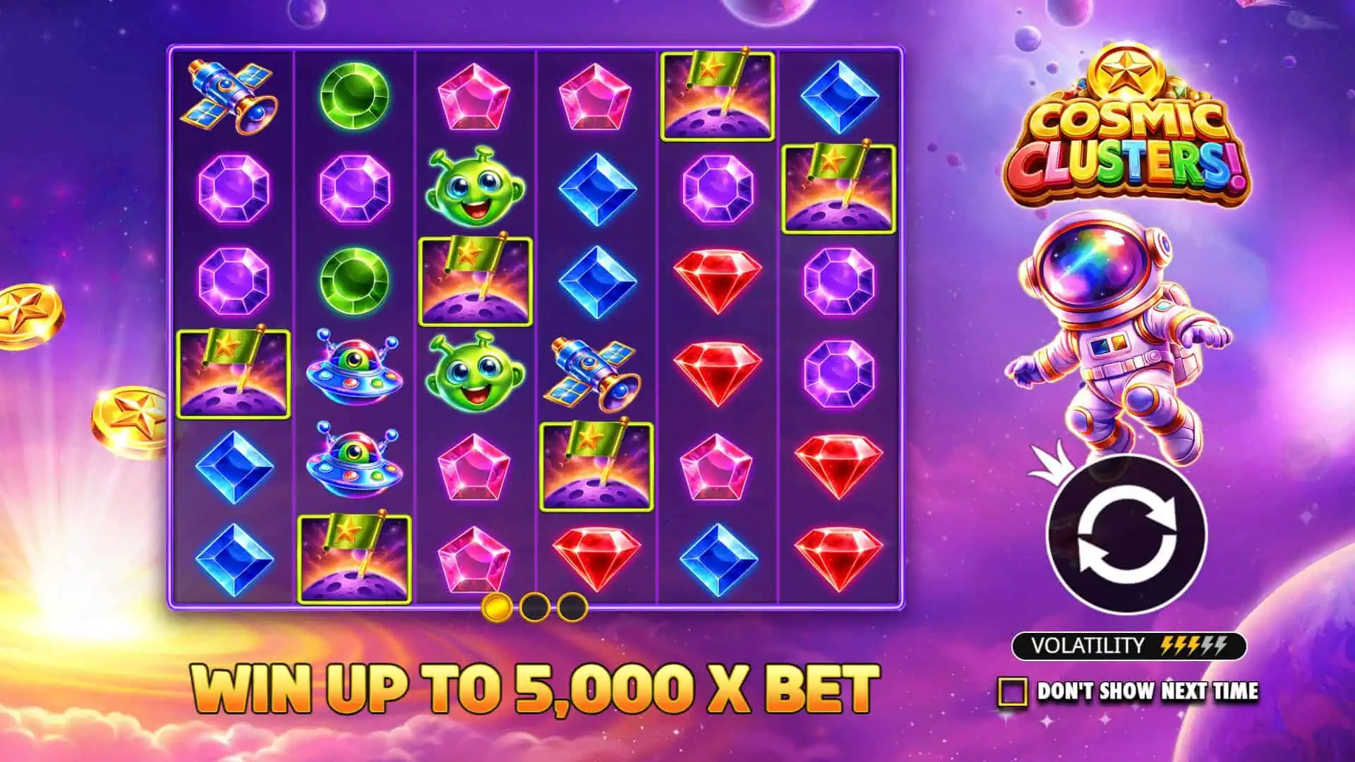 Cosmic Clusters slot intro screen