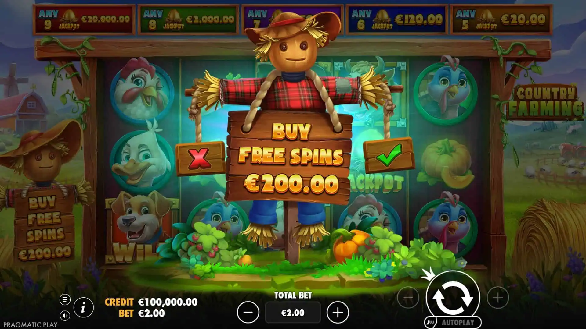 Country Farming Pragmatic Play bonus buy menu