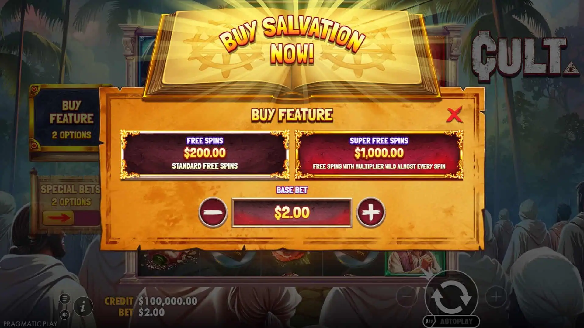 CULT bonus buy menu