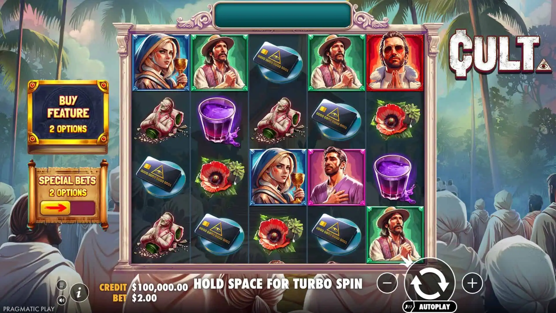 CULT slot gameplay reels