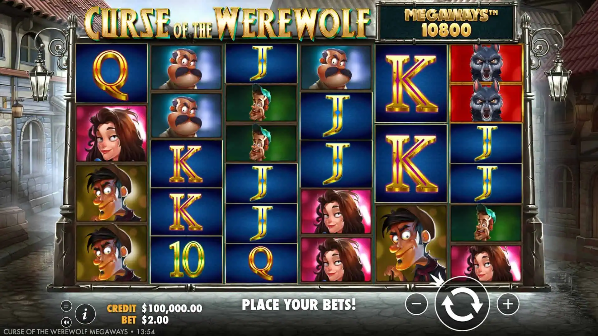 Curse of the Werewolf Megaways slot gameplay reels
