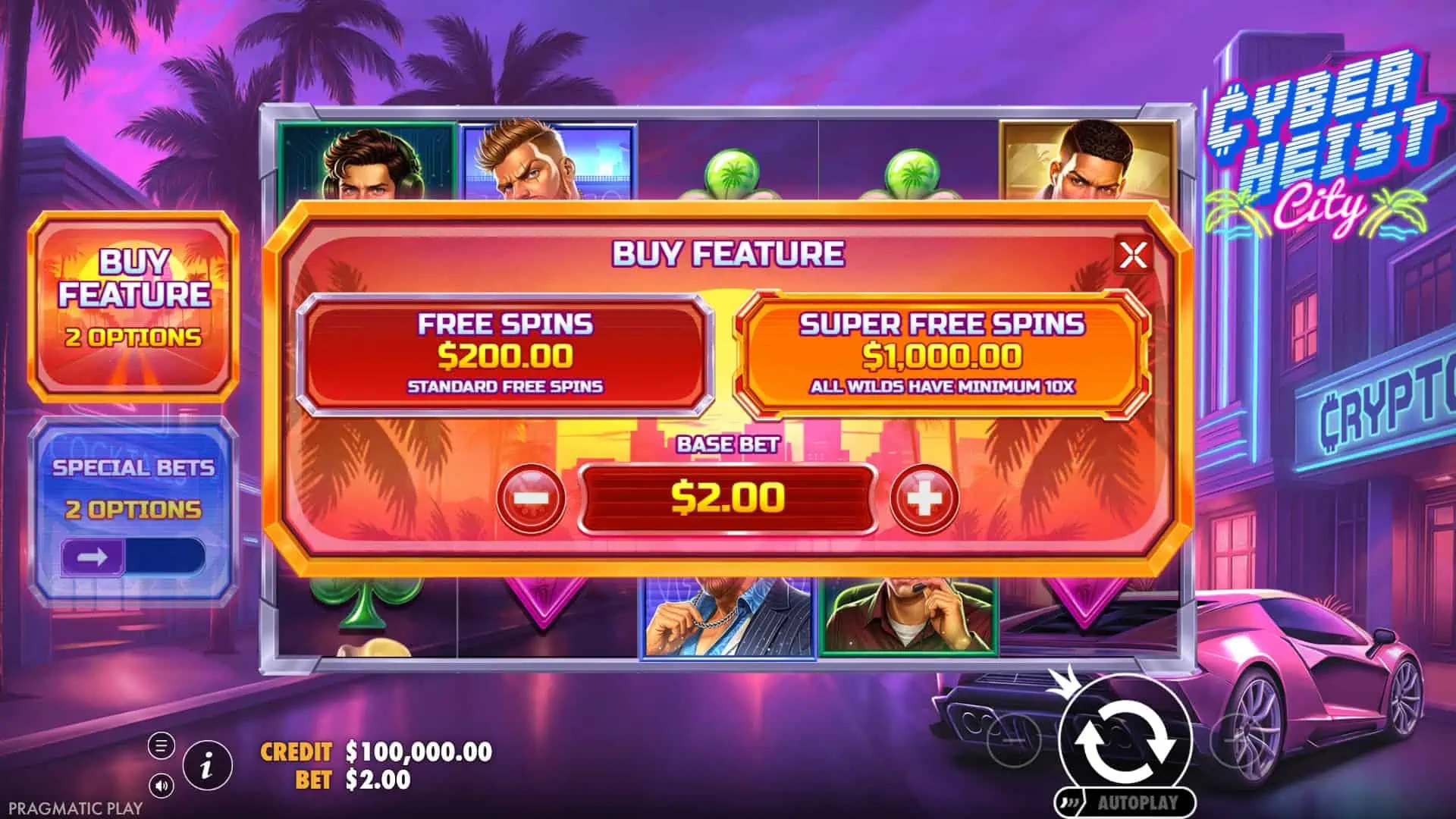 Cyberheist City bonus buy menu