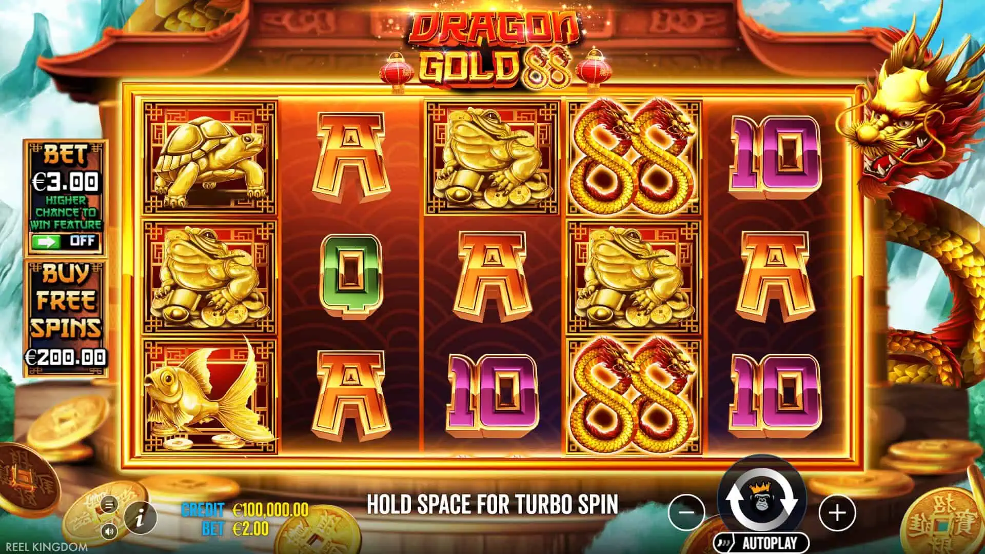 Dragon Gold 88 slot gameplay reels