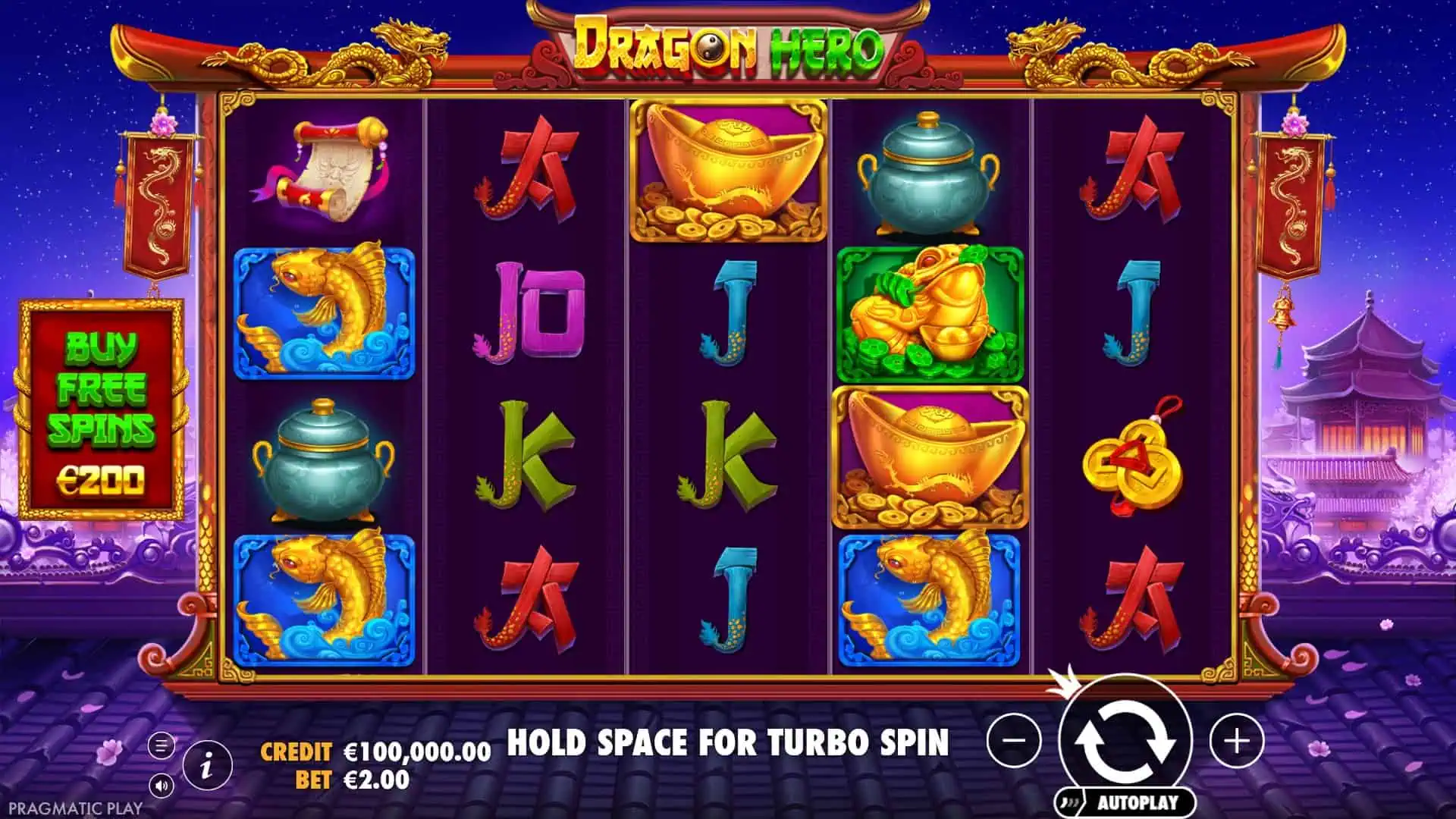 Dragon Hero slot gameplay reels