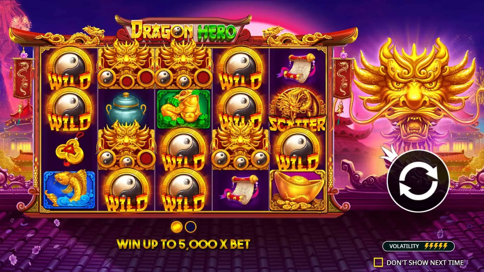 Dragon Hero slot intro screen