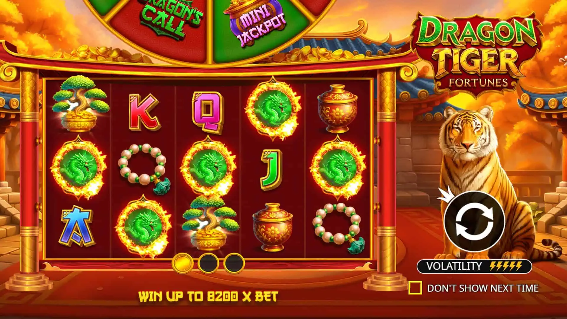 Dragon Tiger Fortunes slot intro screen