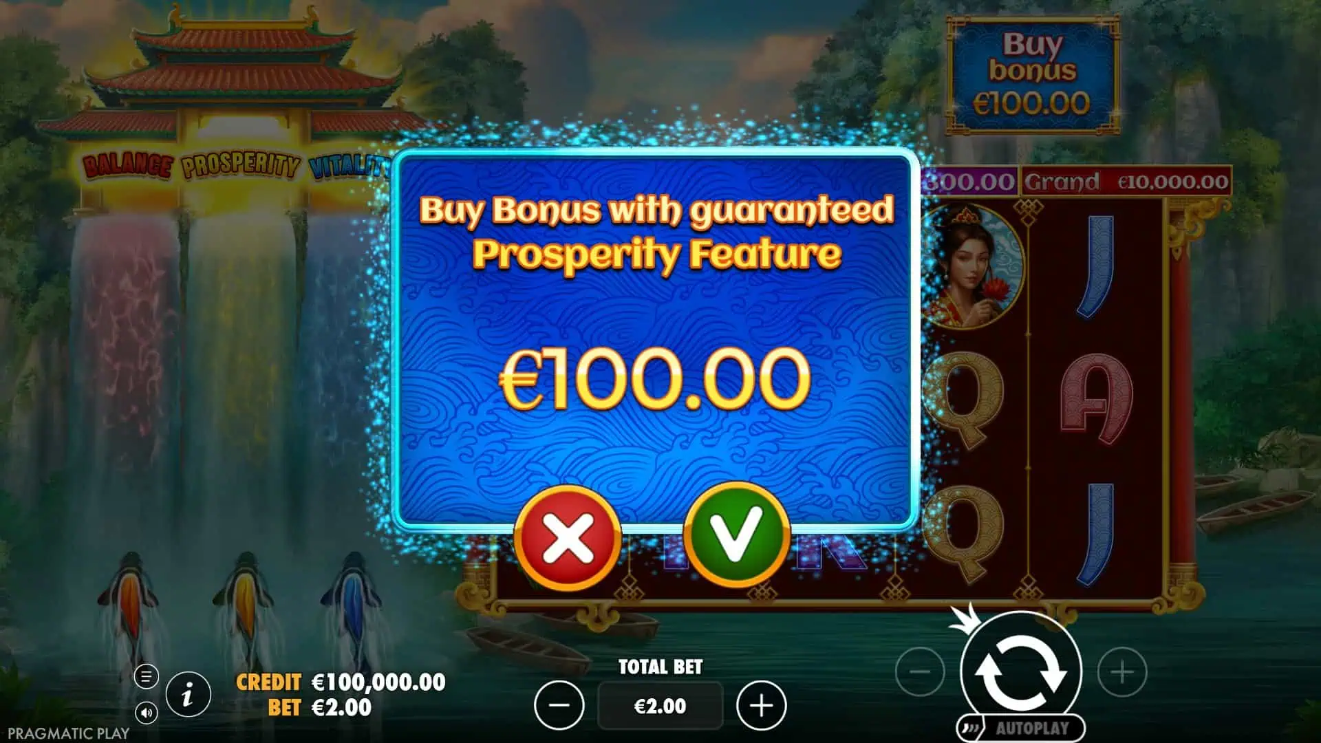 Dragon's Gate Bonus Choice bonus buy menu