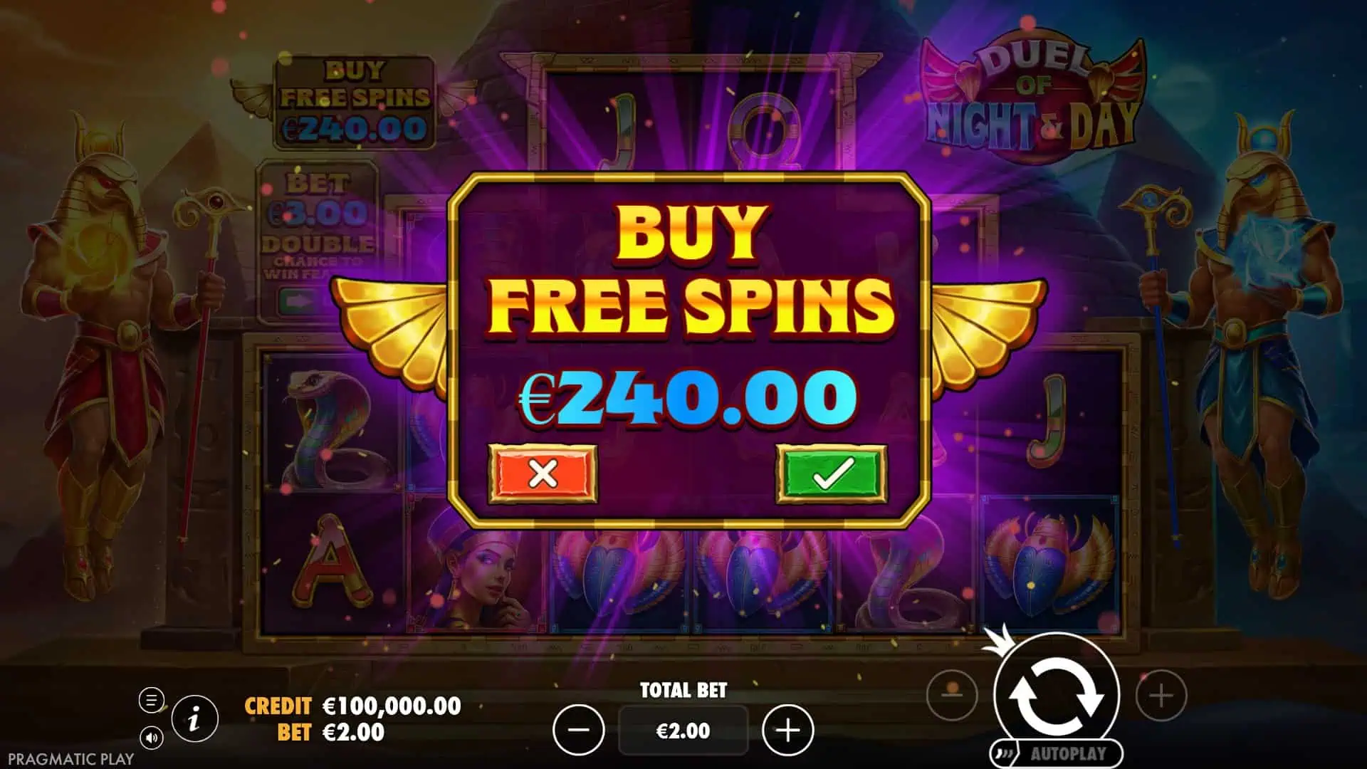 Duel of Night & Day bonus buy menu