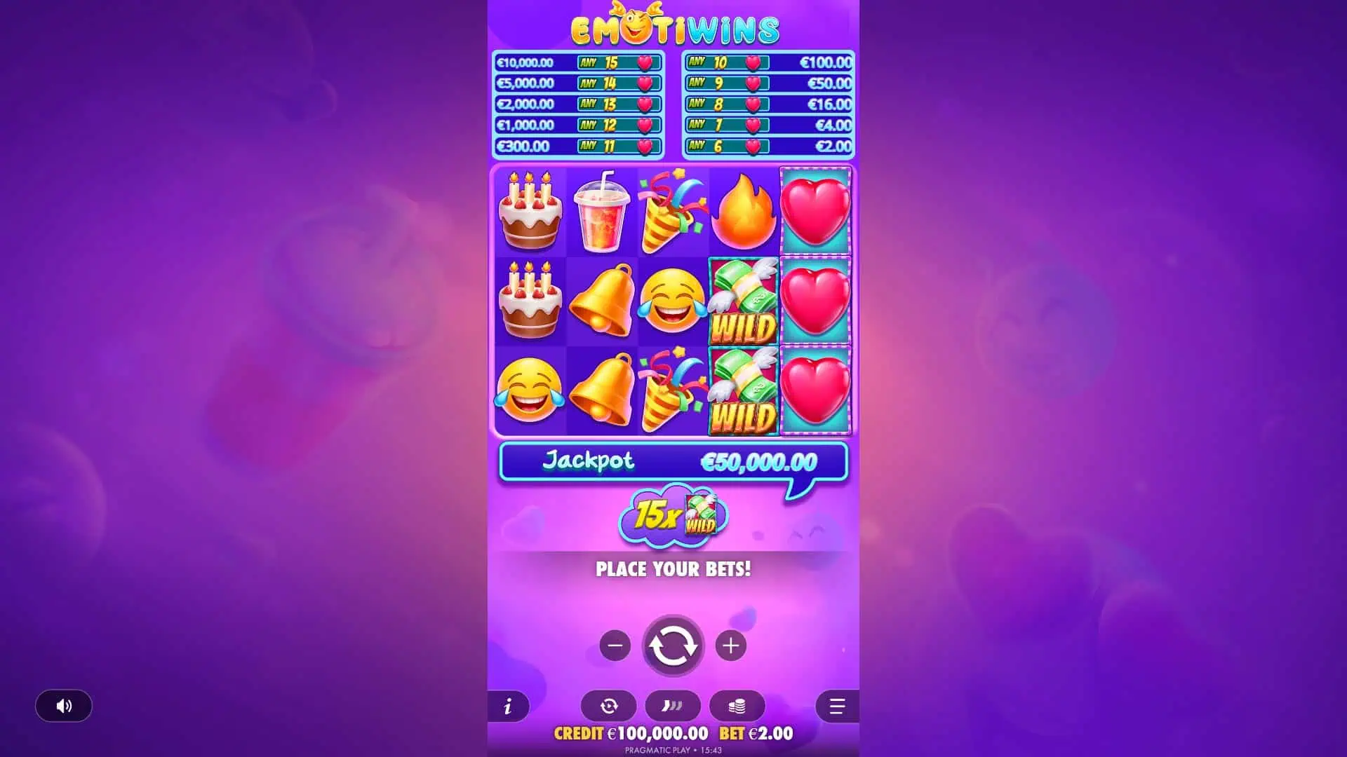Emotiwins slot gameplay reels