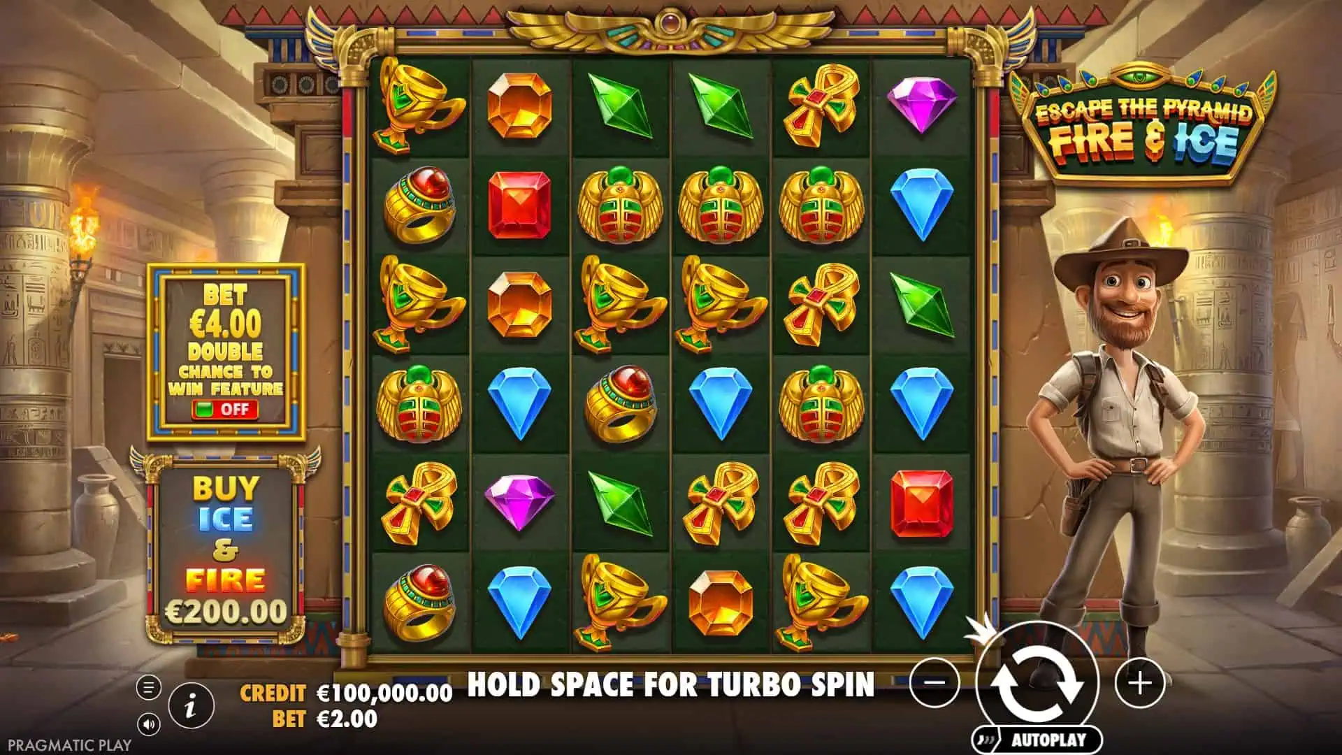 Escape the Pyramid Fire & Ice slot gameplay reels