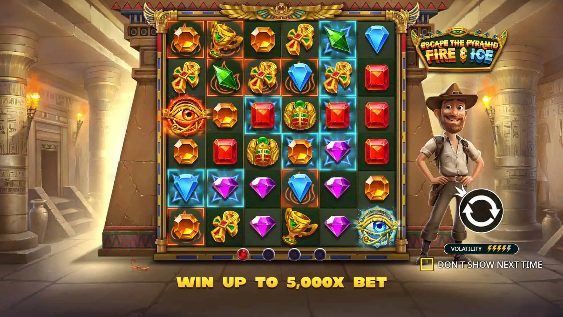 Escape the Pyramid Fire & Ice slot intro screen