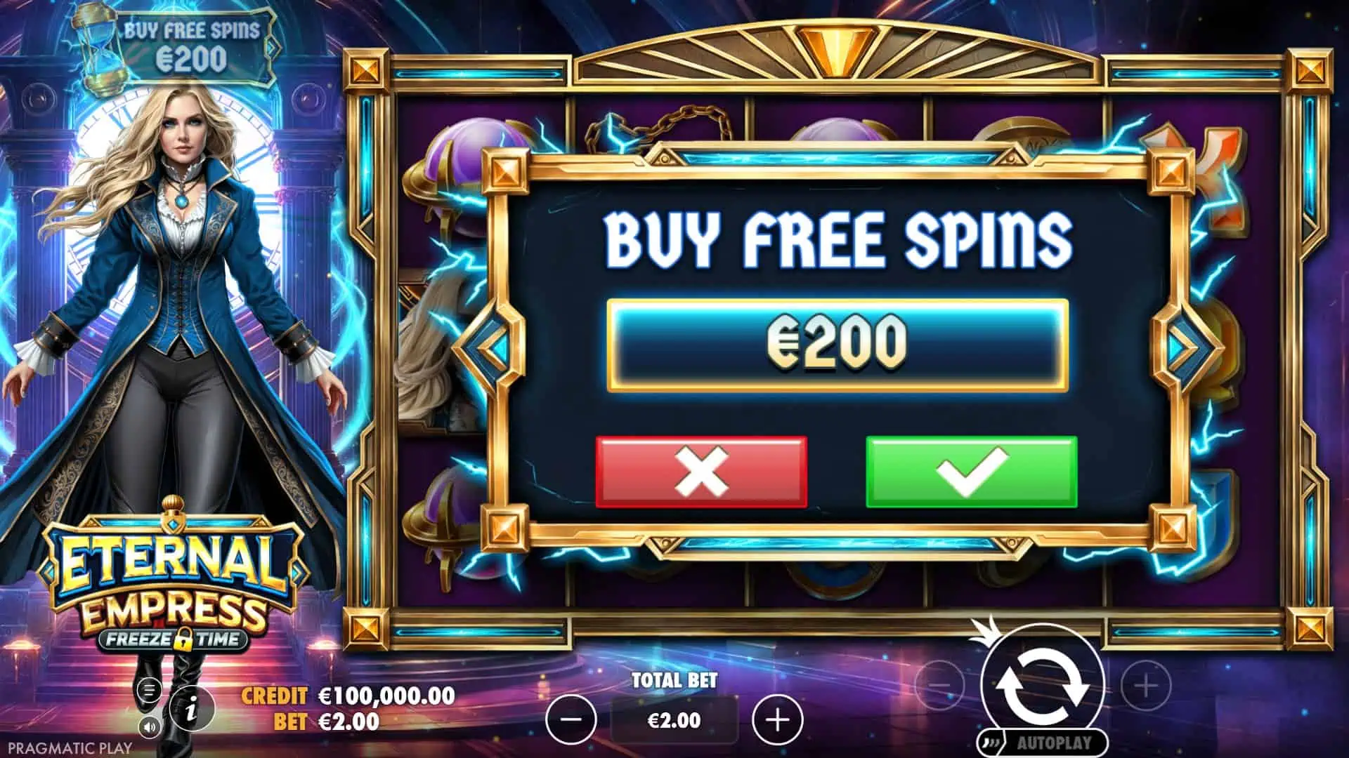 Eternal Empress Freeze Time bonus buy menu